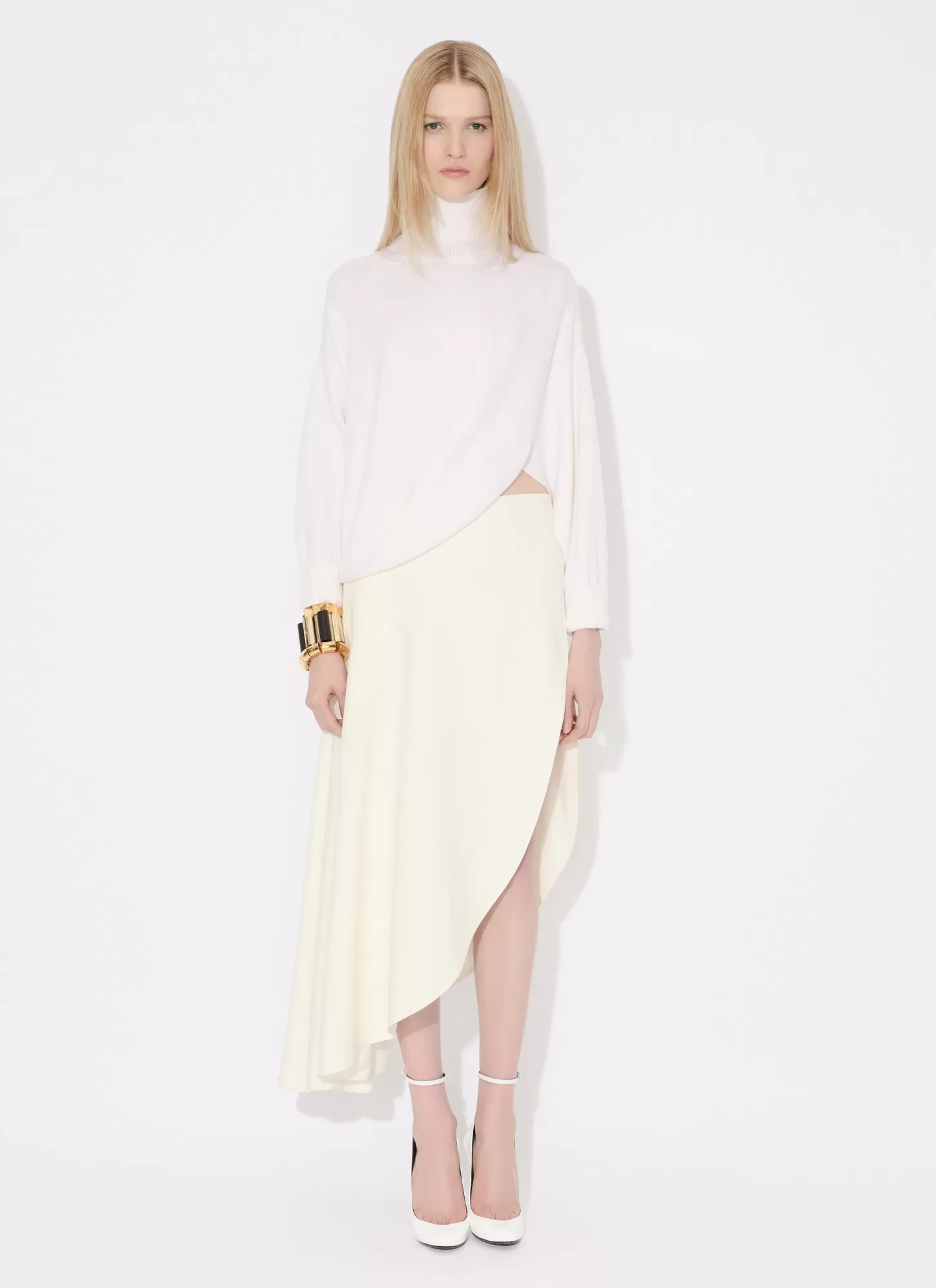 Alaïa ASYMMETRICAL KNIT JUMPER NATURAL WHITE Shop