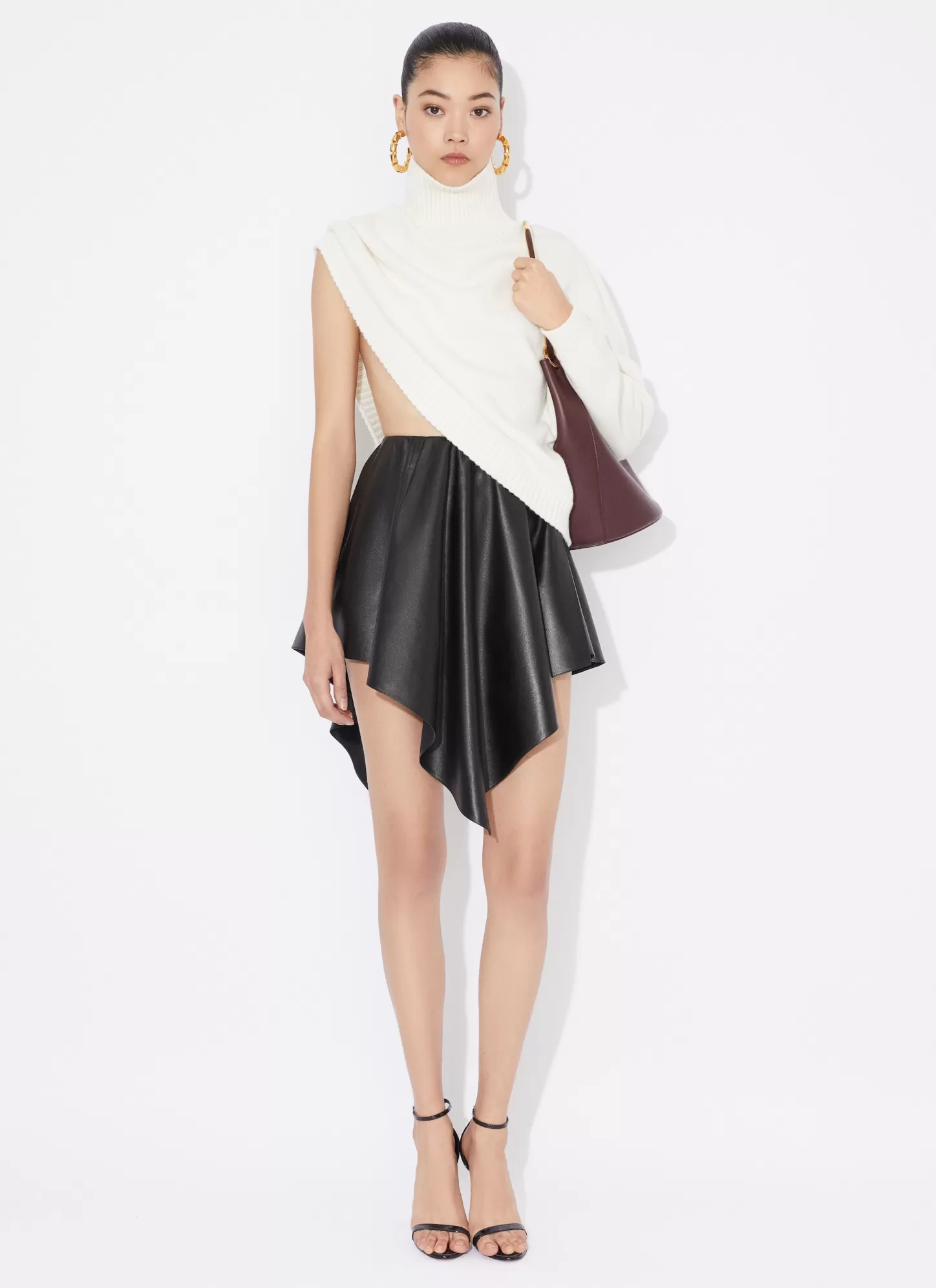 Alaïa ASYMMETRICAL LEATHER SKIRT Black Best