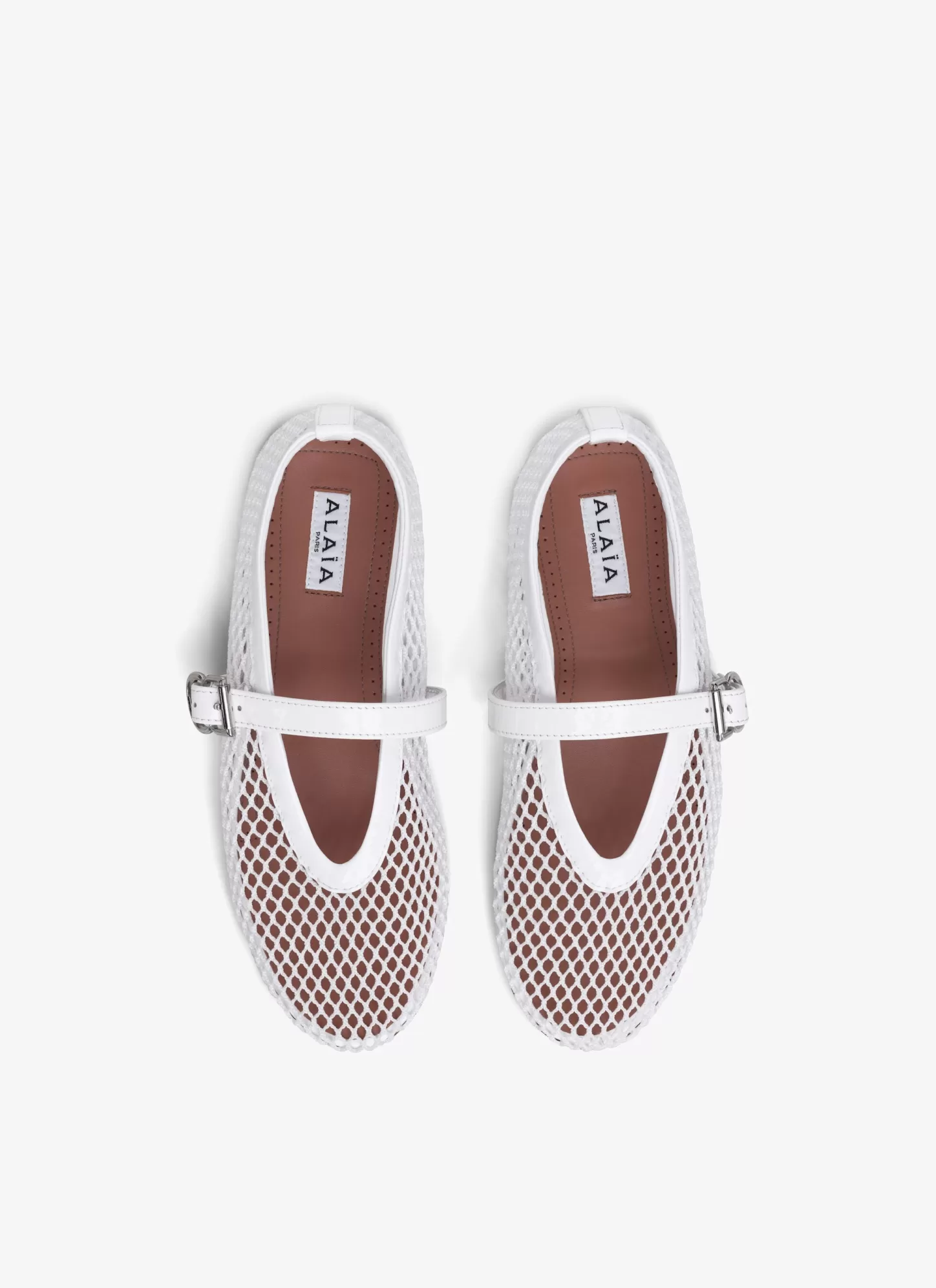 Alaïa BALLET FLATS IN FISHNET White New