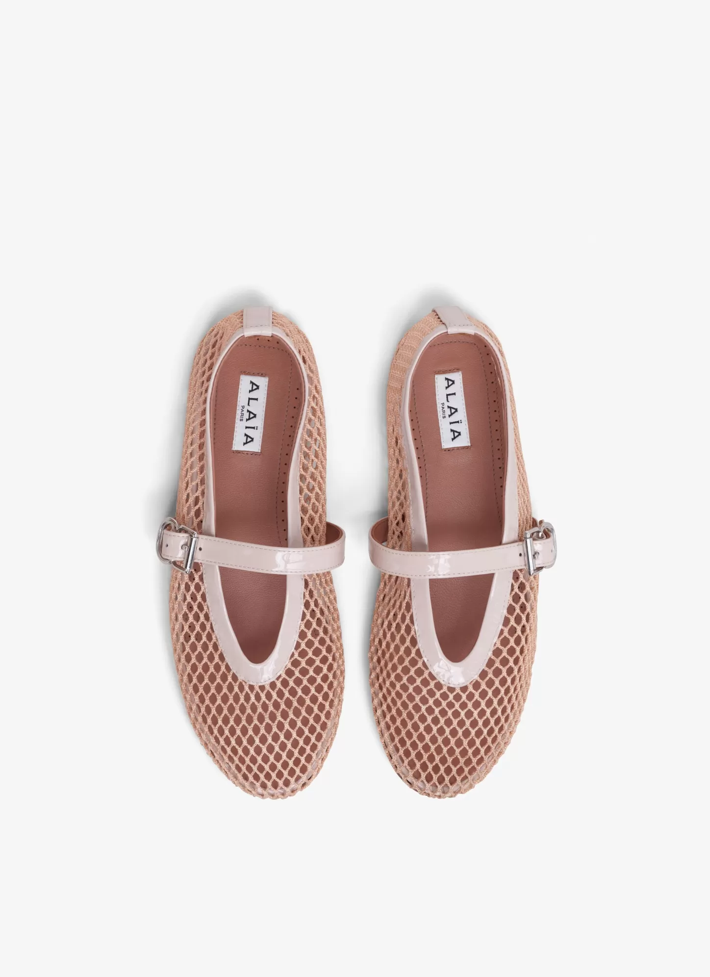 Alaïa BALLET FLATS IN FISHNET Nude Store