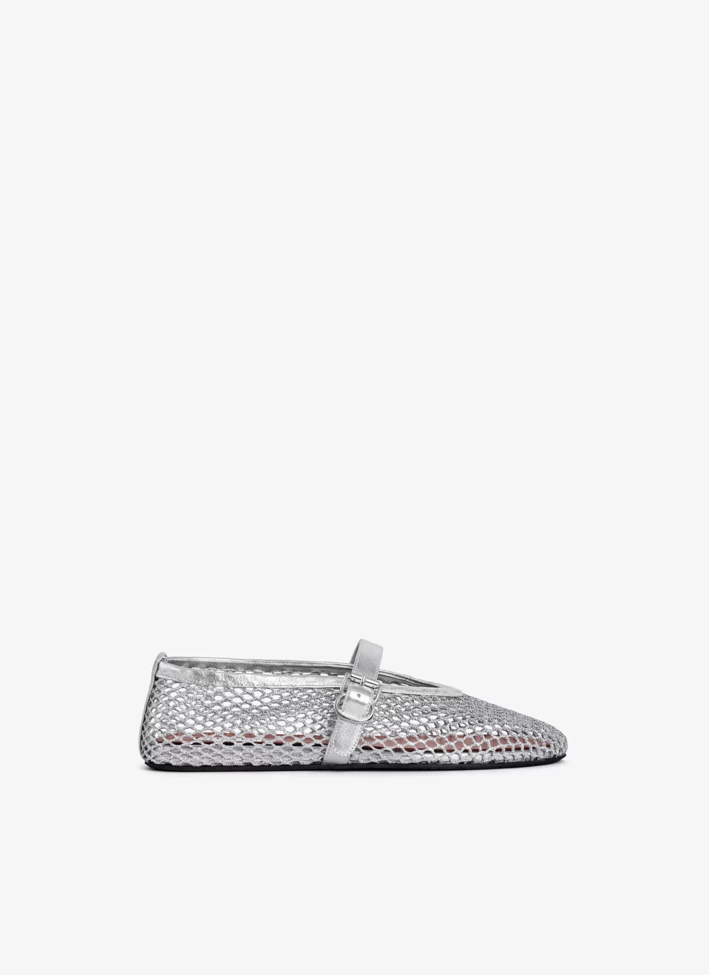 Alaïa BALLET FLATS IN LAMINATED FISHNET Silver Best Sale
