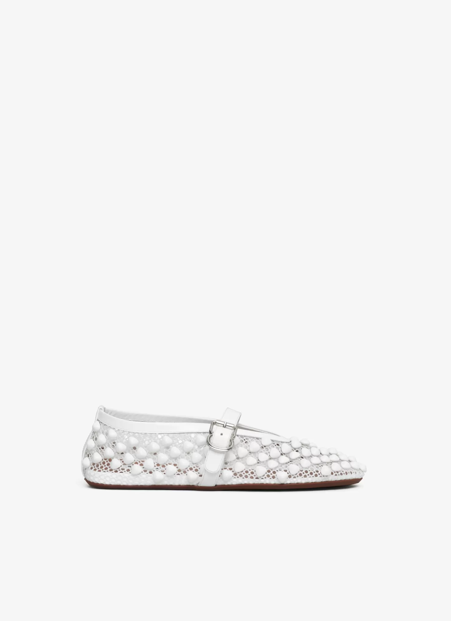 Alaïa BALLET FLATS WITH STUDS ON FISHNET White Hot