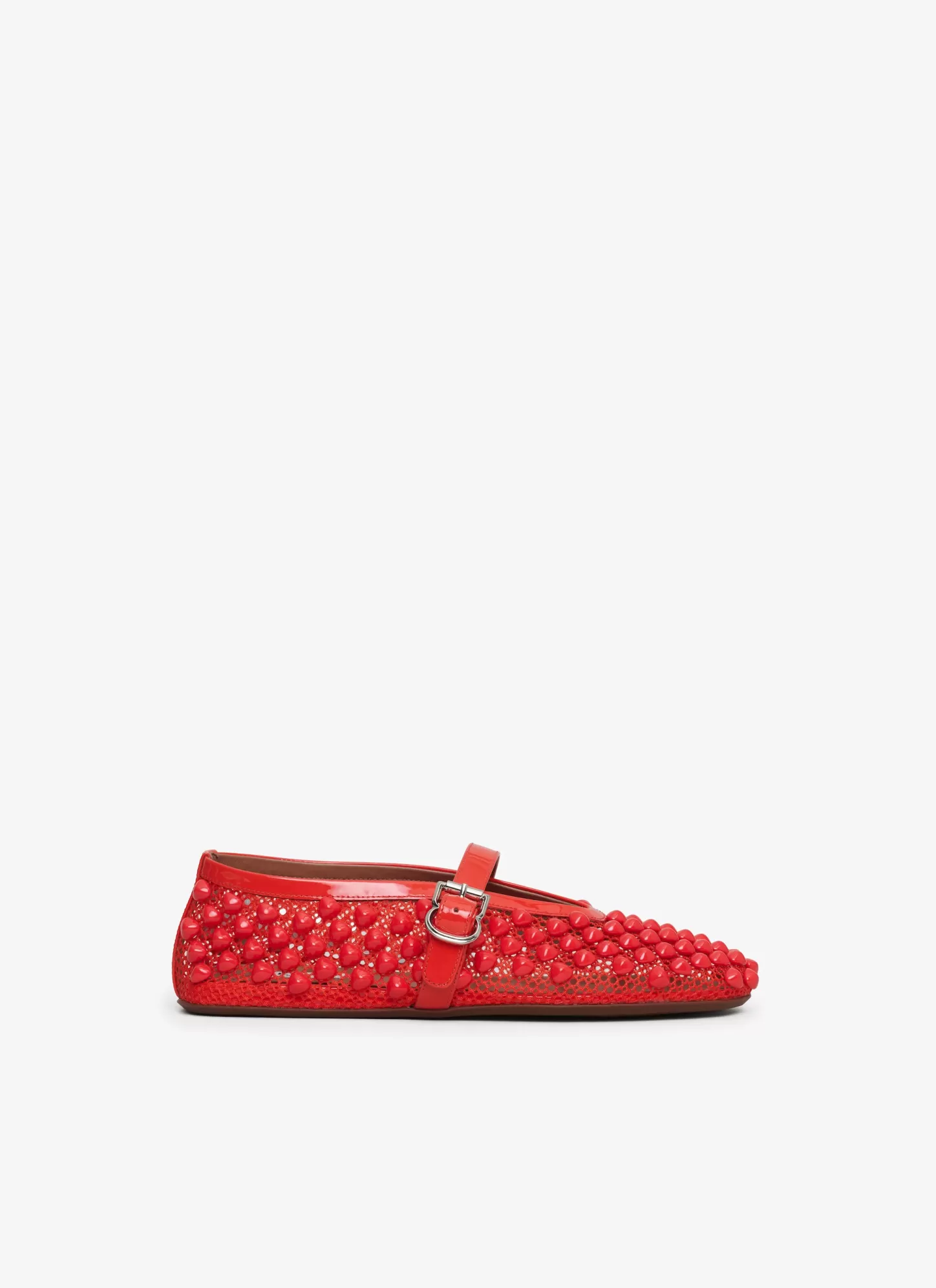 Alaïa BALLET FLATS WITH STUDS ON FISHNET Orange Best Sale