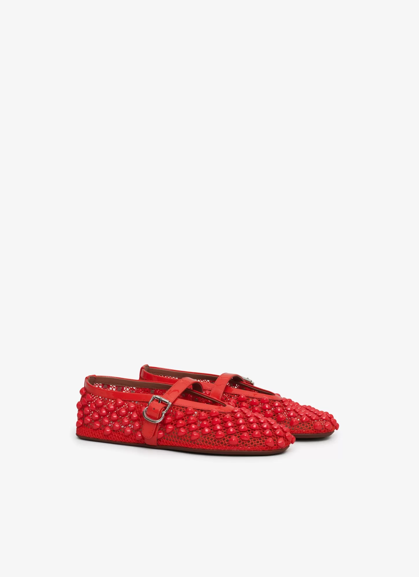Alaïa BALLET FLATS WITH STUDS ON FISHNET Orange Best Sale