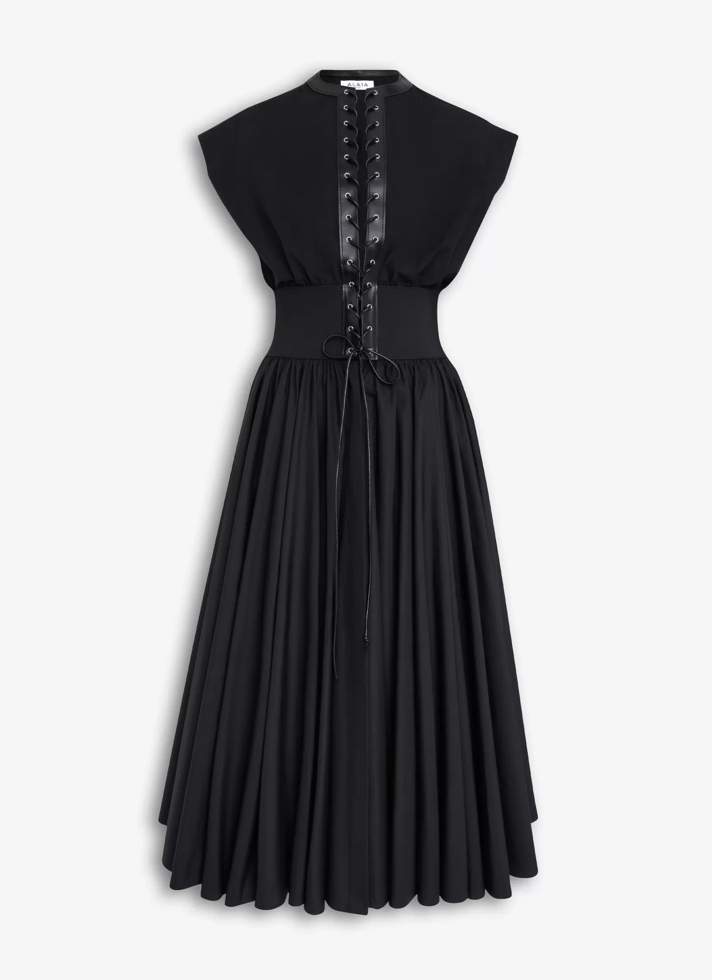 Alaïa BELTED DRESS IN COTTON POPLIN Black Clearance