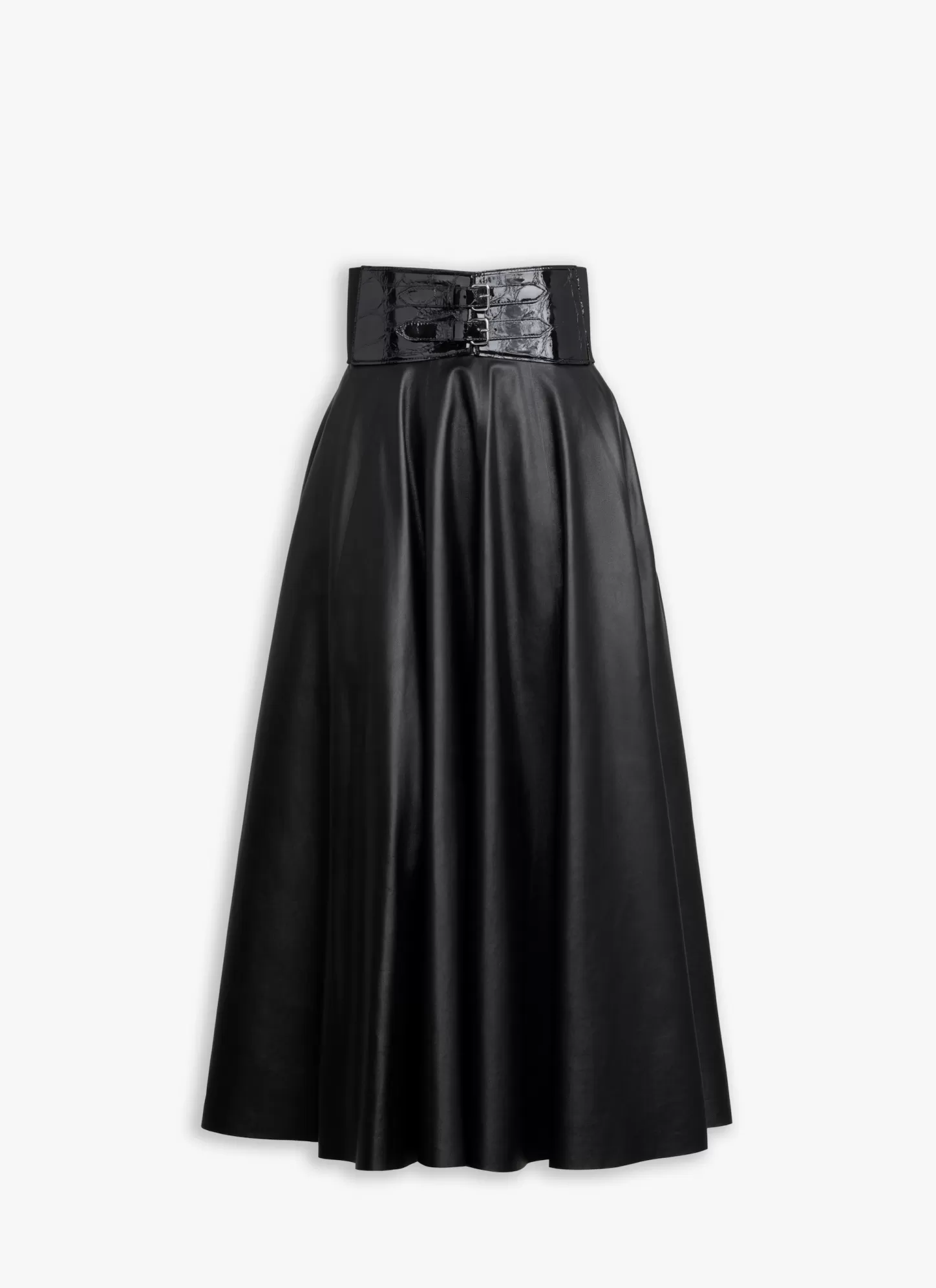 Alaïa BELTED LAMBSKIN SKIRT Black New