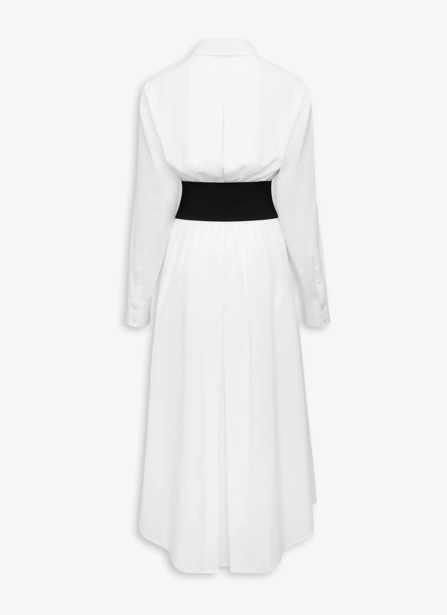 Alaïa BELTED SHIRT DRESS IN COTTON POPLIN White Clearance