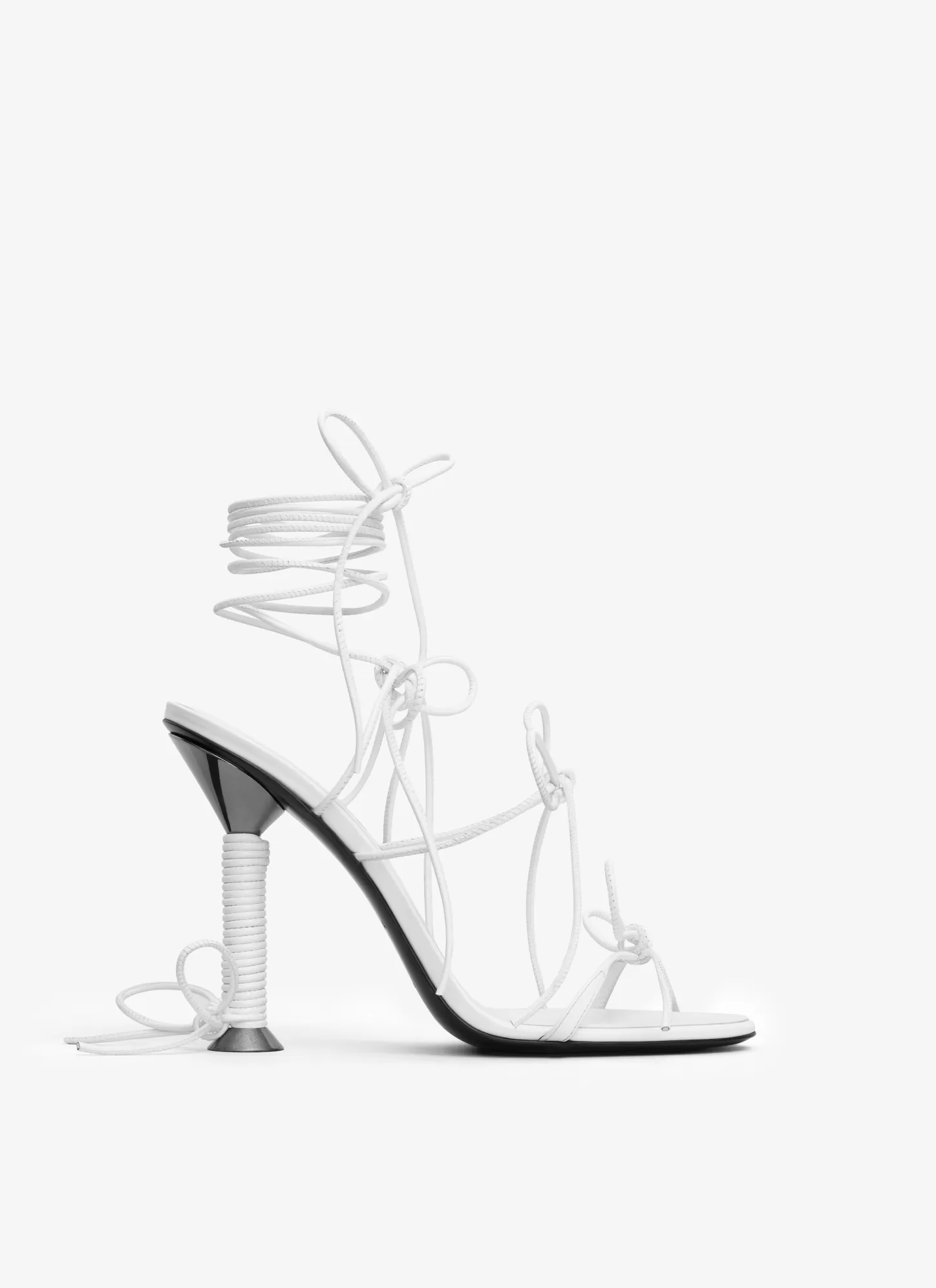 Alaïa BOBINE SANDALS IN LAMBSKIN White/Silver Fashion