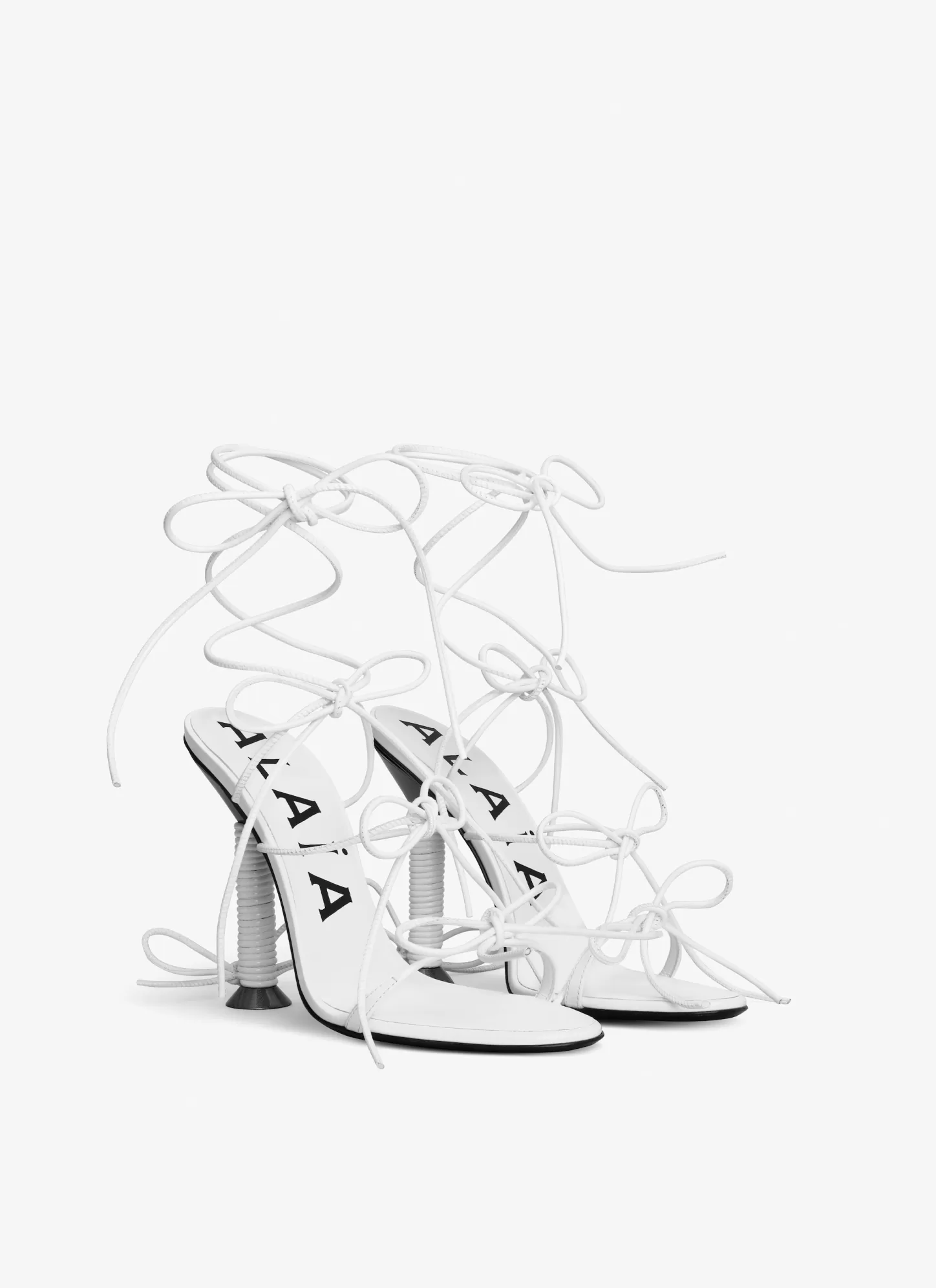Alaïa BOBINE SANDALS IN LAMBSKIN White/Silver Fashion