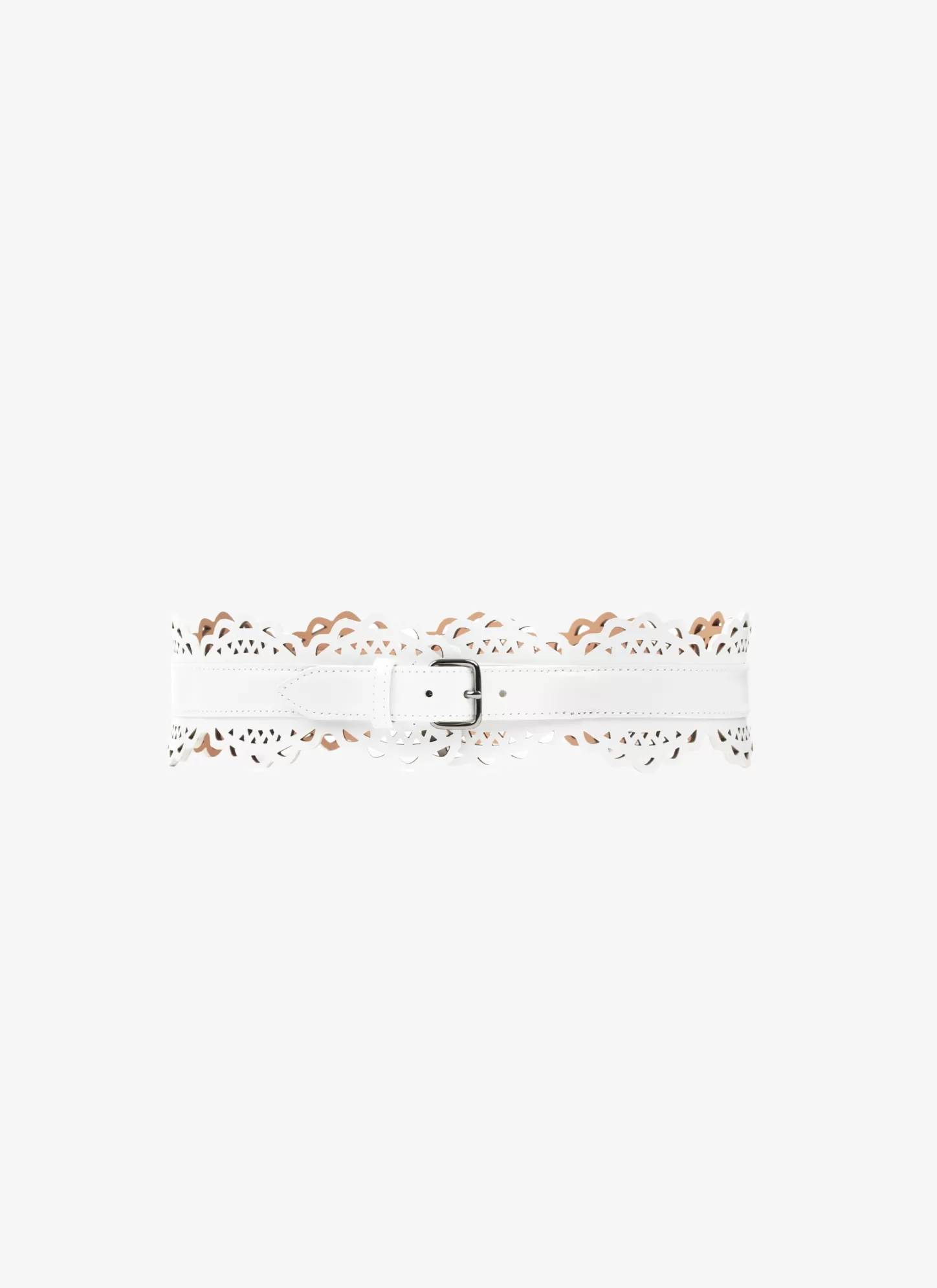Alaïa Bustier Belt In Vienne Wave Calfskin Optic White Best Sale