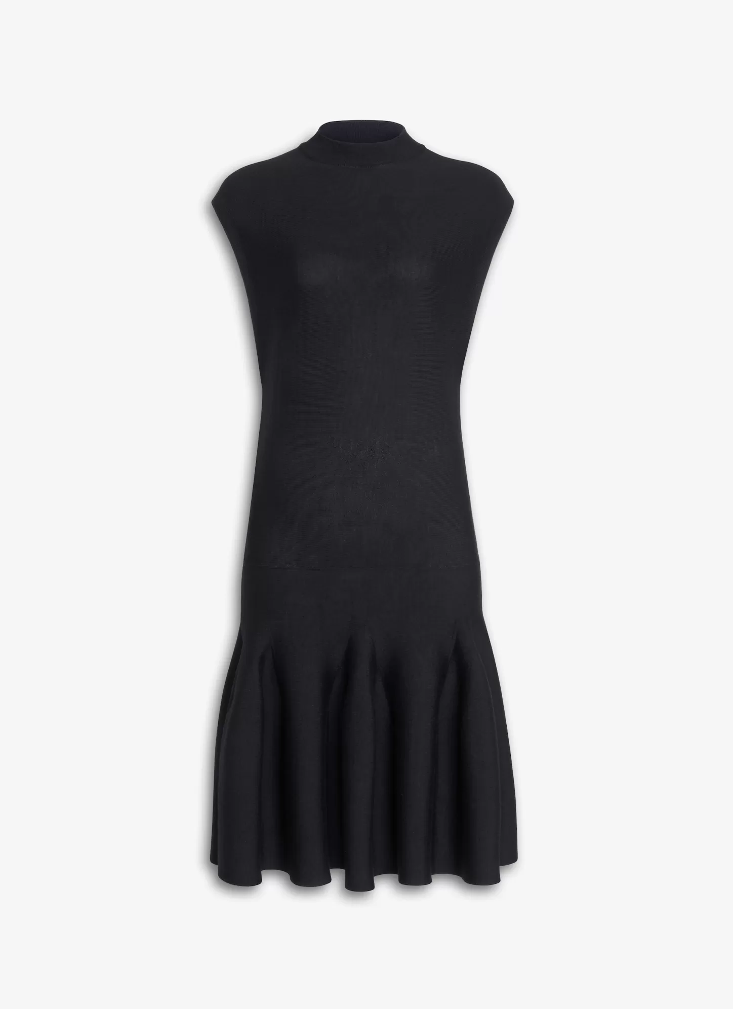 Alaïa CAP SLEEVE DRESS IN SCULPTURAL GODET KNIT Black Fashion