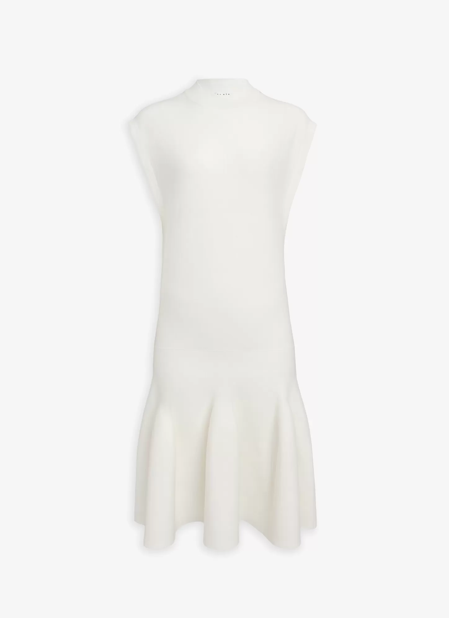 Alaïa CAP SLEEVE DRESS IN SCULPTURAL GODET KNIT NATURAL WHITE Fashion