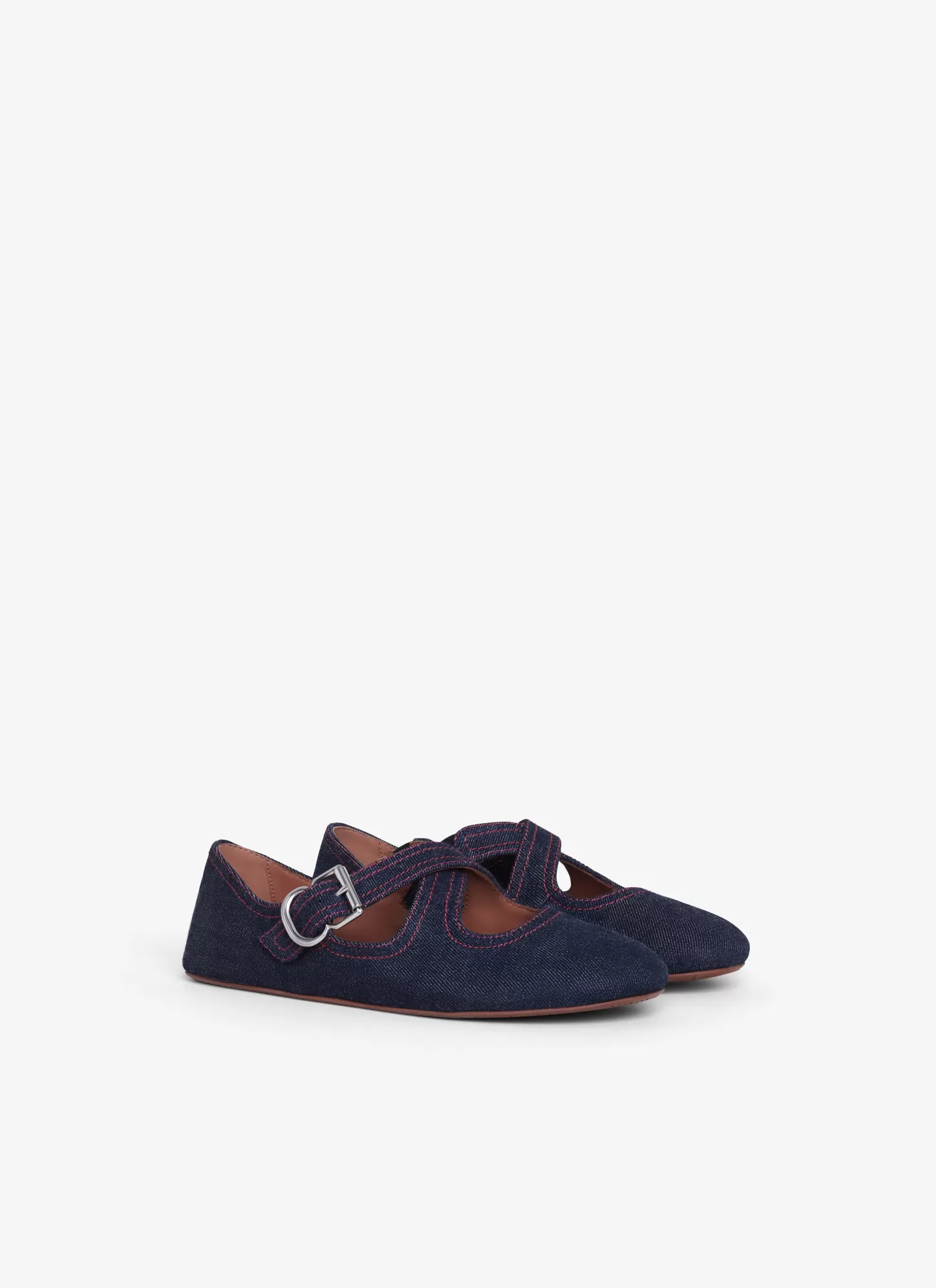 Alaïa CRISS CROSS BALLET FLATS IN DENIM Denim Blue Hot