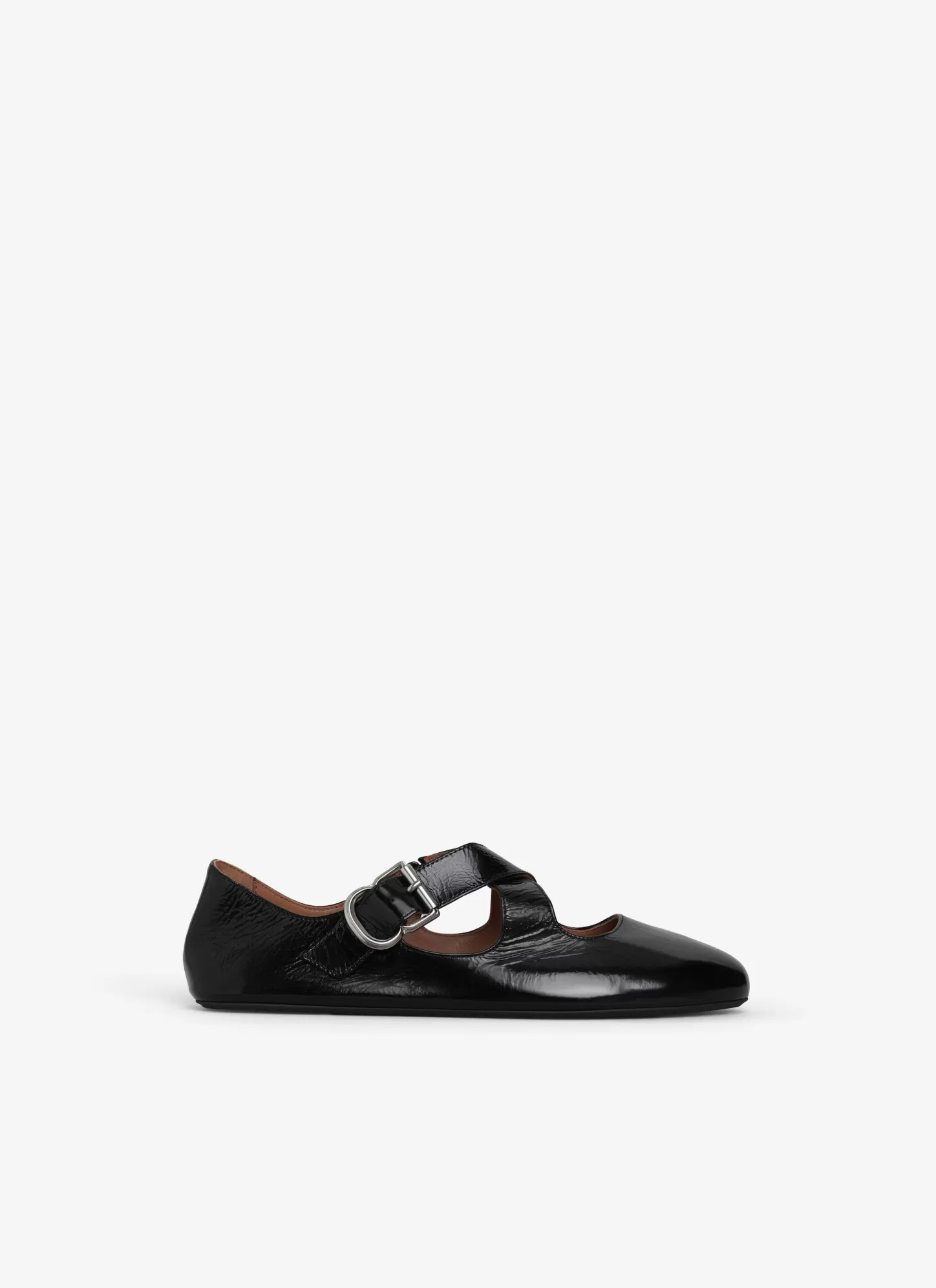 Alaïa CRISS CROSS BALLET FLATS IN PATENT CALFSKIN Black Cheap