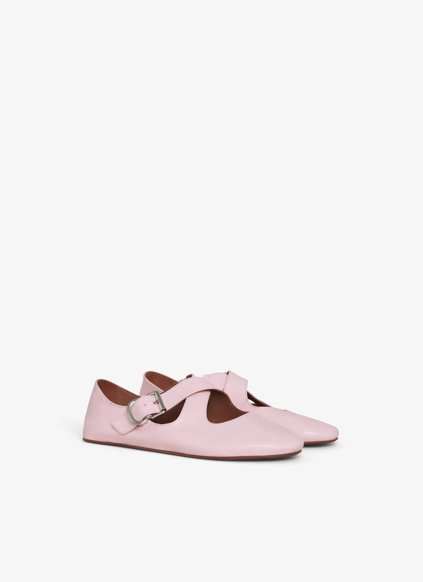 Alaïa CRISS CROSS BALLET FLATS IN PATENT CALFSKIN Pink Discount