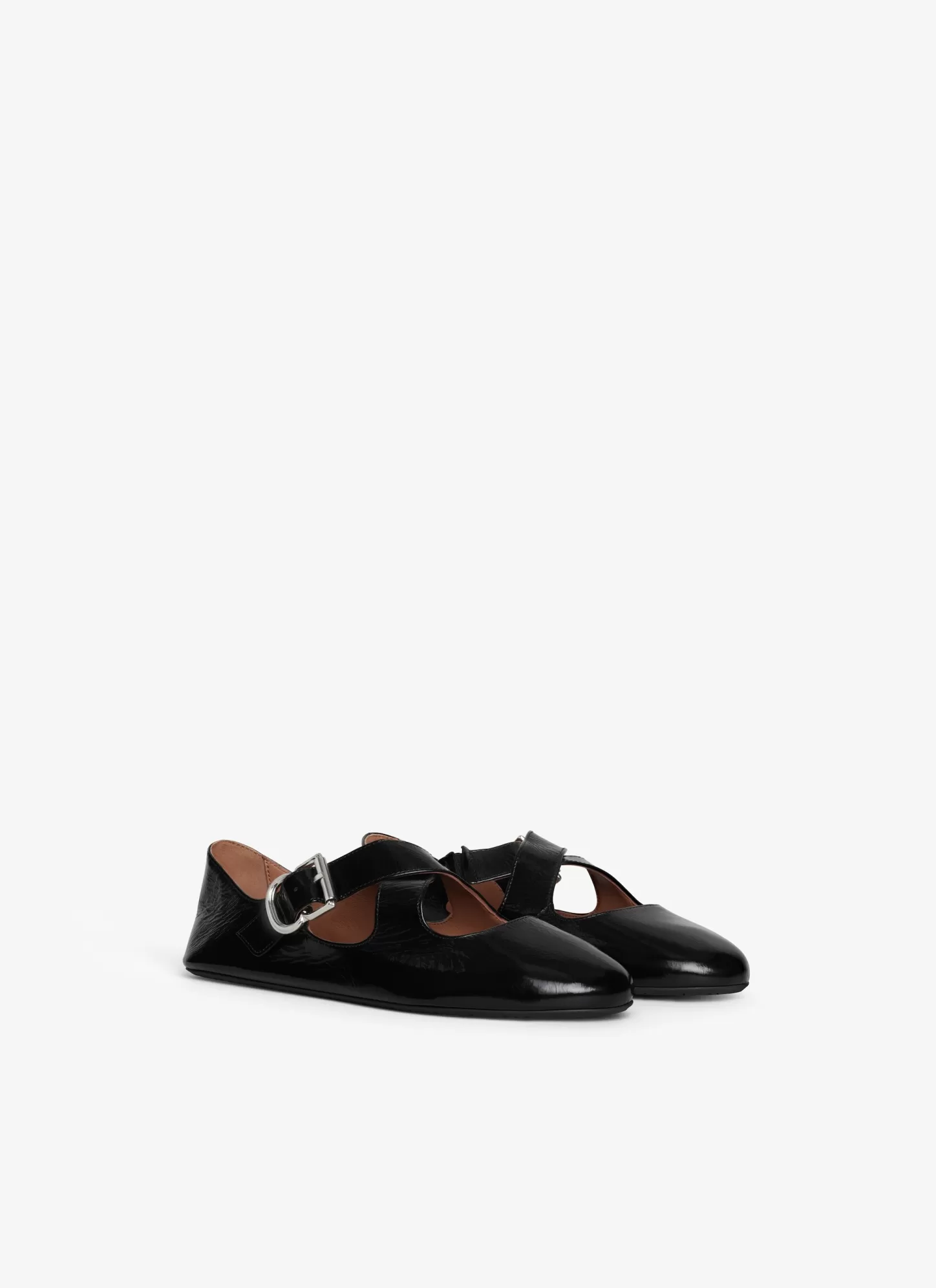 Alaïa CRISS CROSS BALLET FLATS IN PATENT CALFSKIN Black Cheap