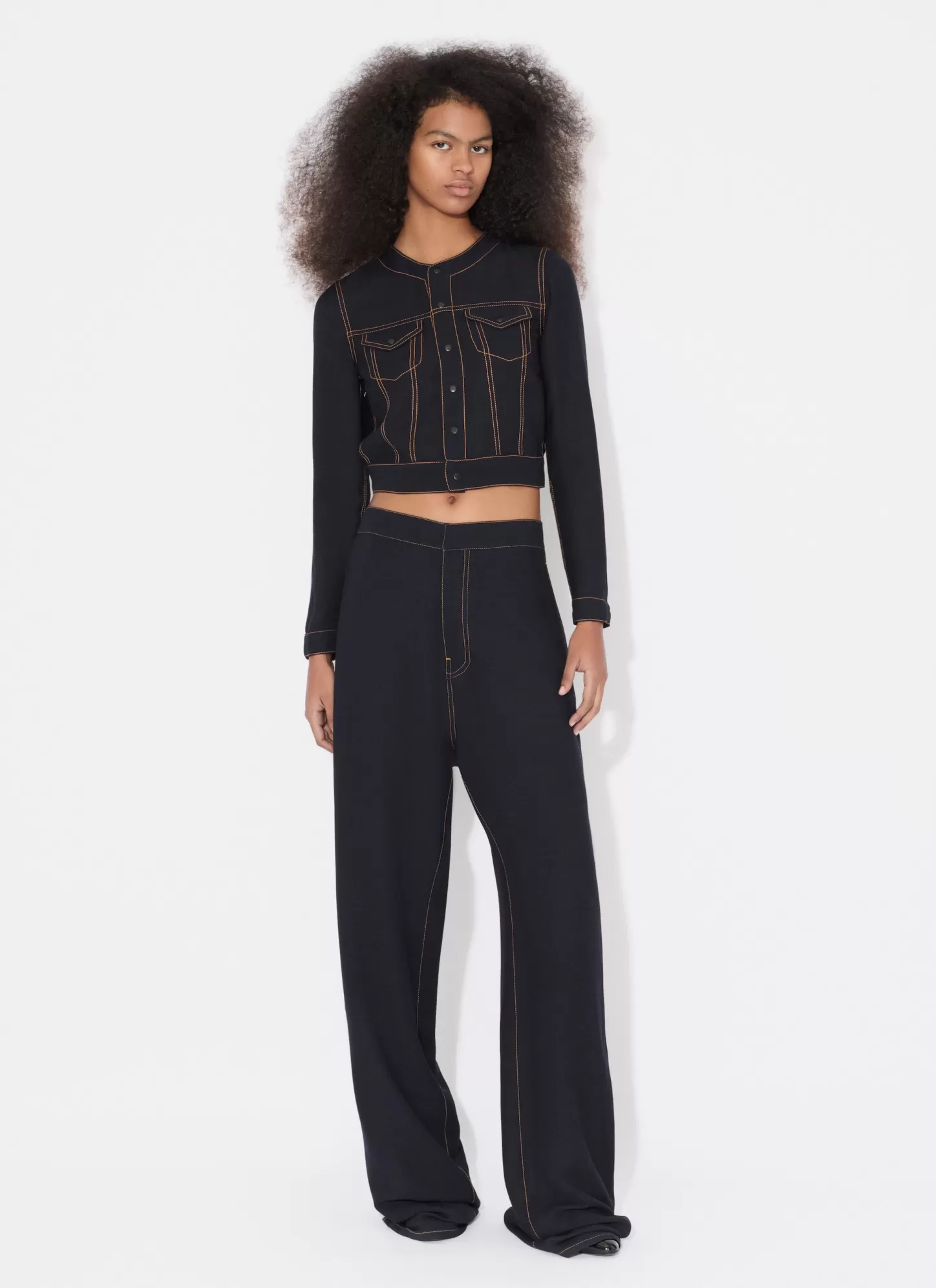 Alaïa CROPPED FLUID JACKET Denim Blue Best