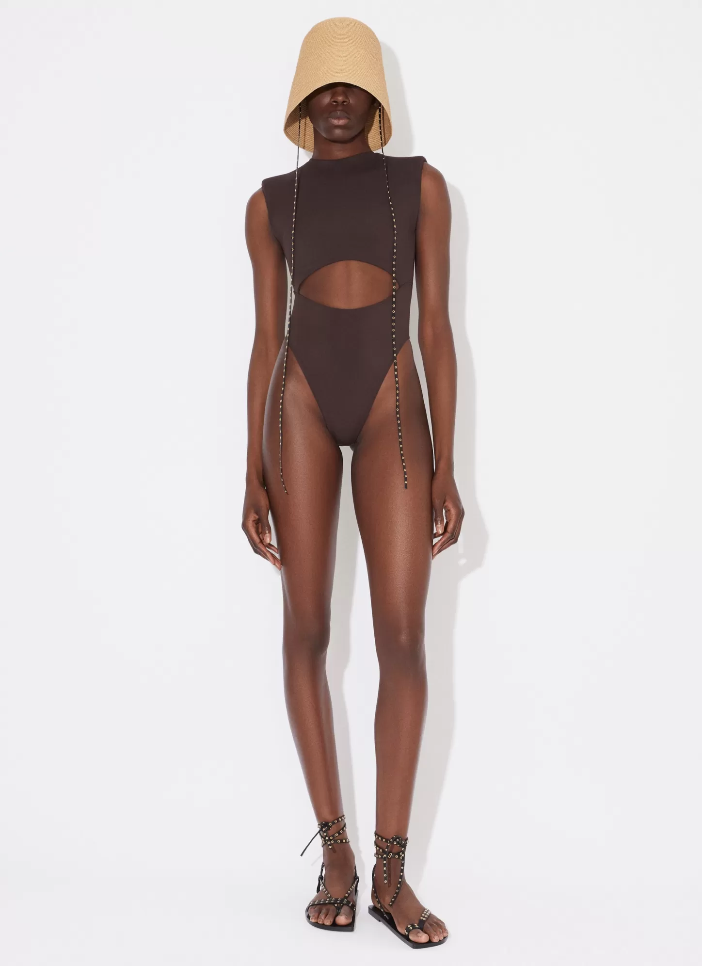 Alaïa CUT OUT SWIMSUIT Chocolate Store