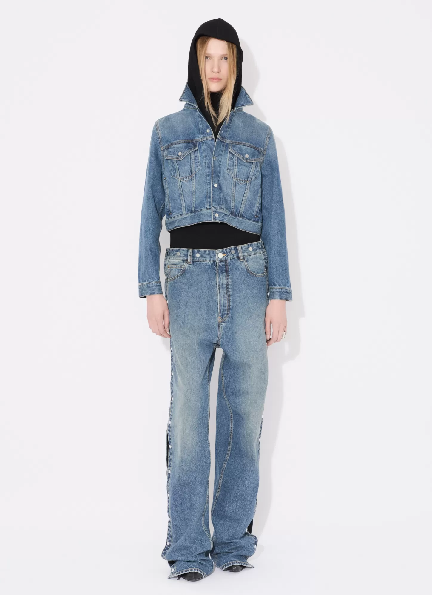 Alaïa DENIM JACKET WITH KNITTED HOOD BLEU VINTAGE Discount