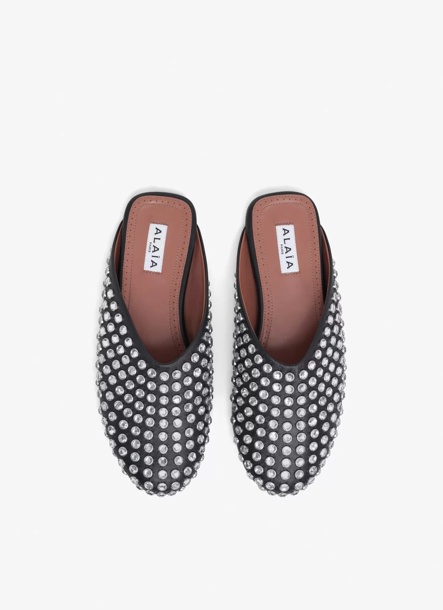 Alaïa FLAT MULES IN STRASS LAMBSKIN Black Online