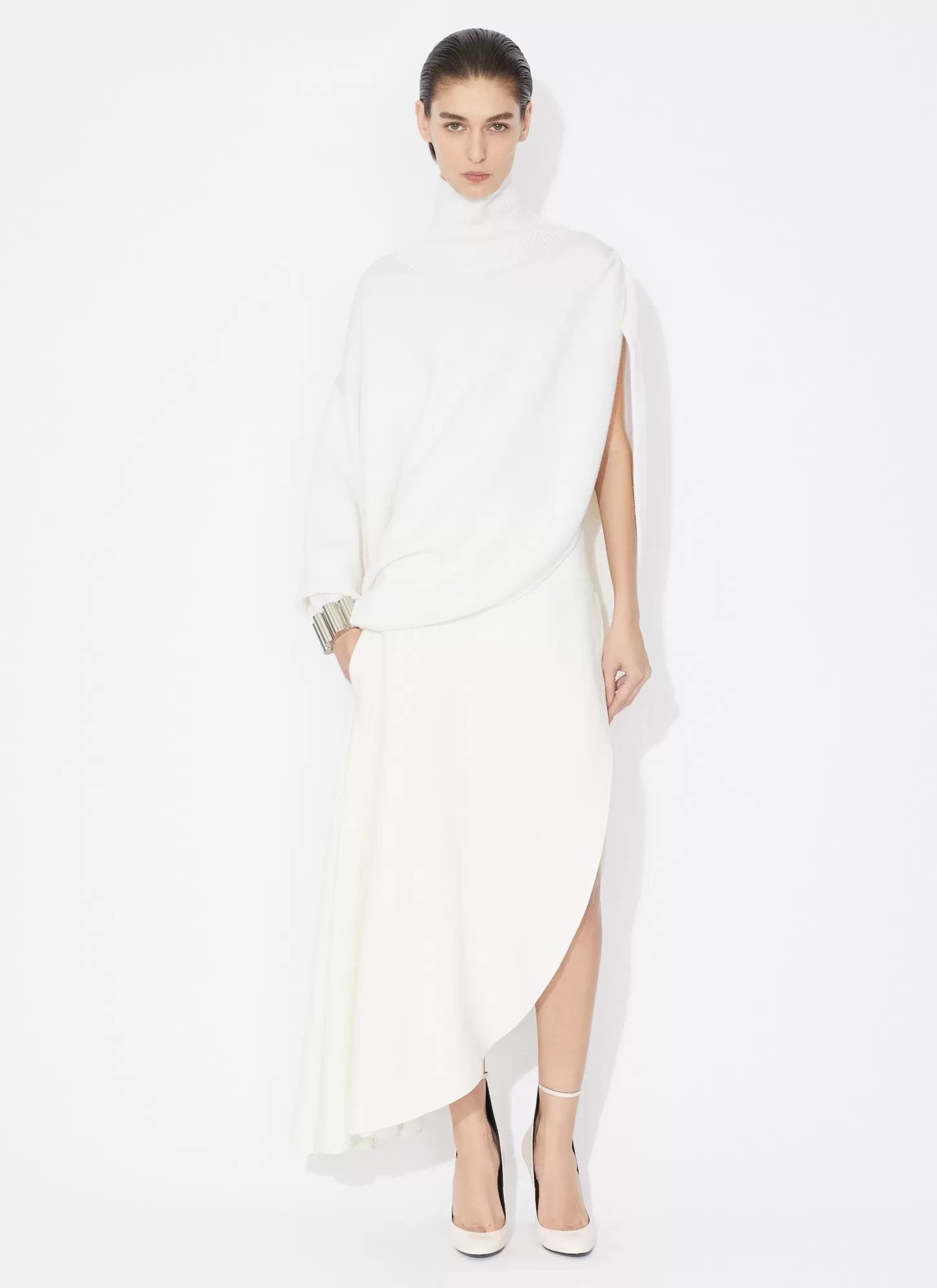 Alaïa FLUID ASYMMETRIC SKIRT White New