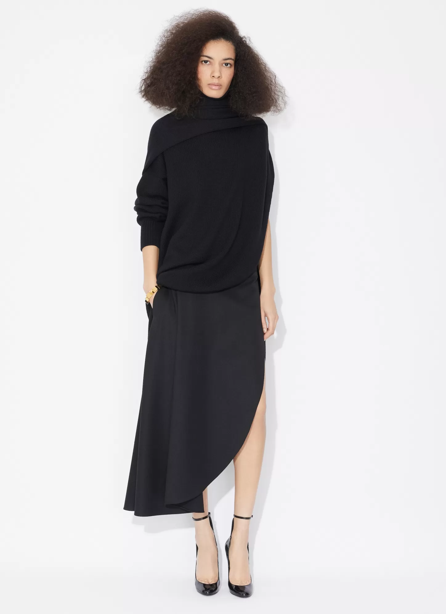 Alaïa FLUID ASYMMETRIC SKIRT Black Outlet