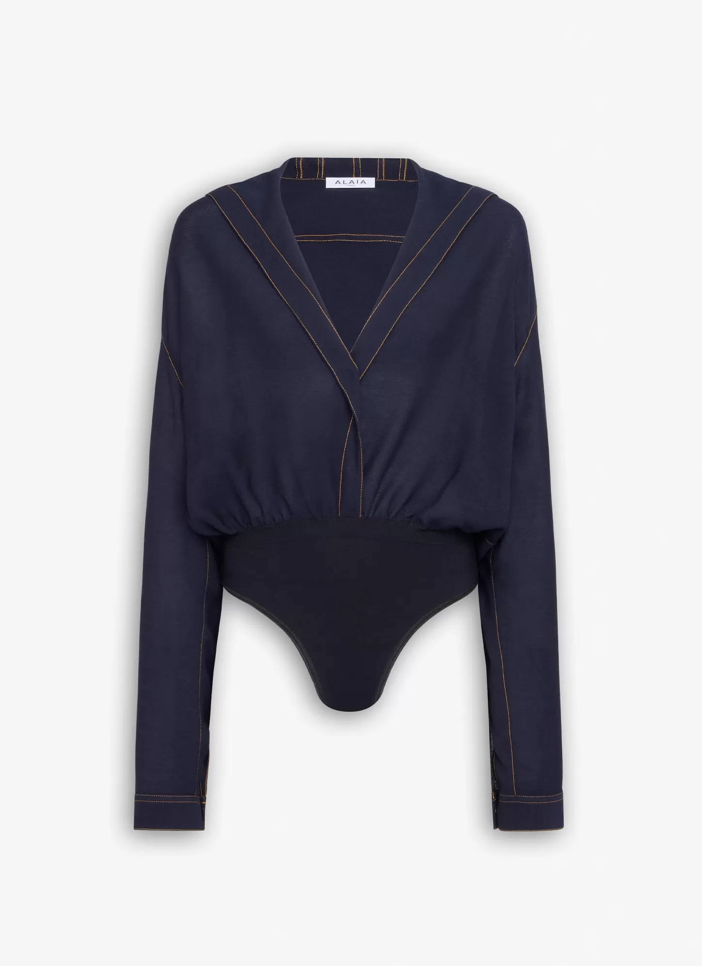Alaïa HOODED BODY SHIRT Denim Blue New