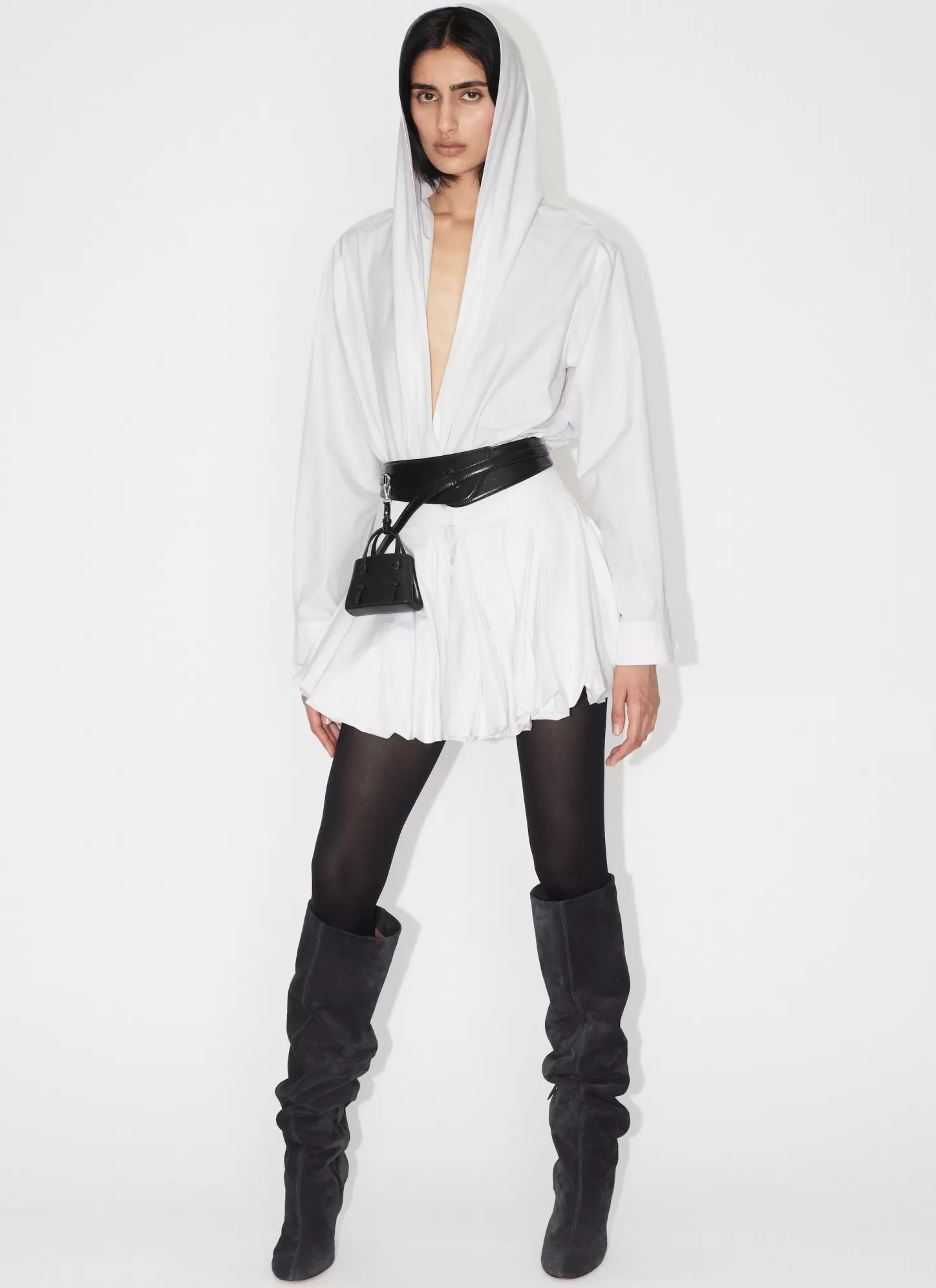 Alaïa HOODED BODY SHIRT IN COTTON POPLIN White Cheap