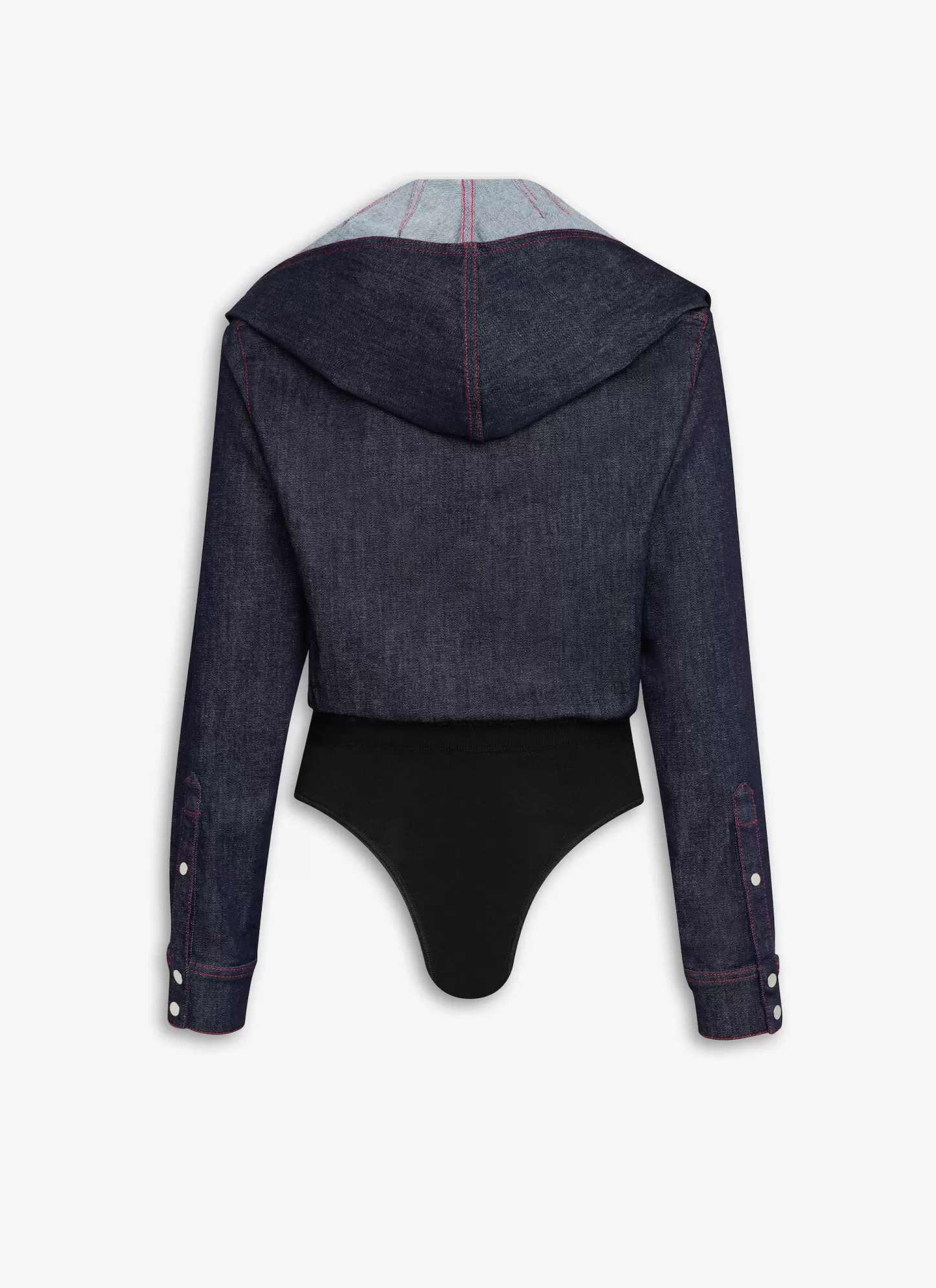Alaïa HOODED BODY SHIRT IN STRETCH RAW DENIM Dark Blue Clearance