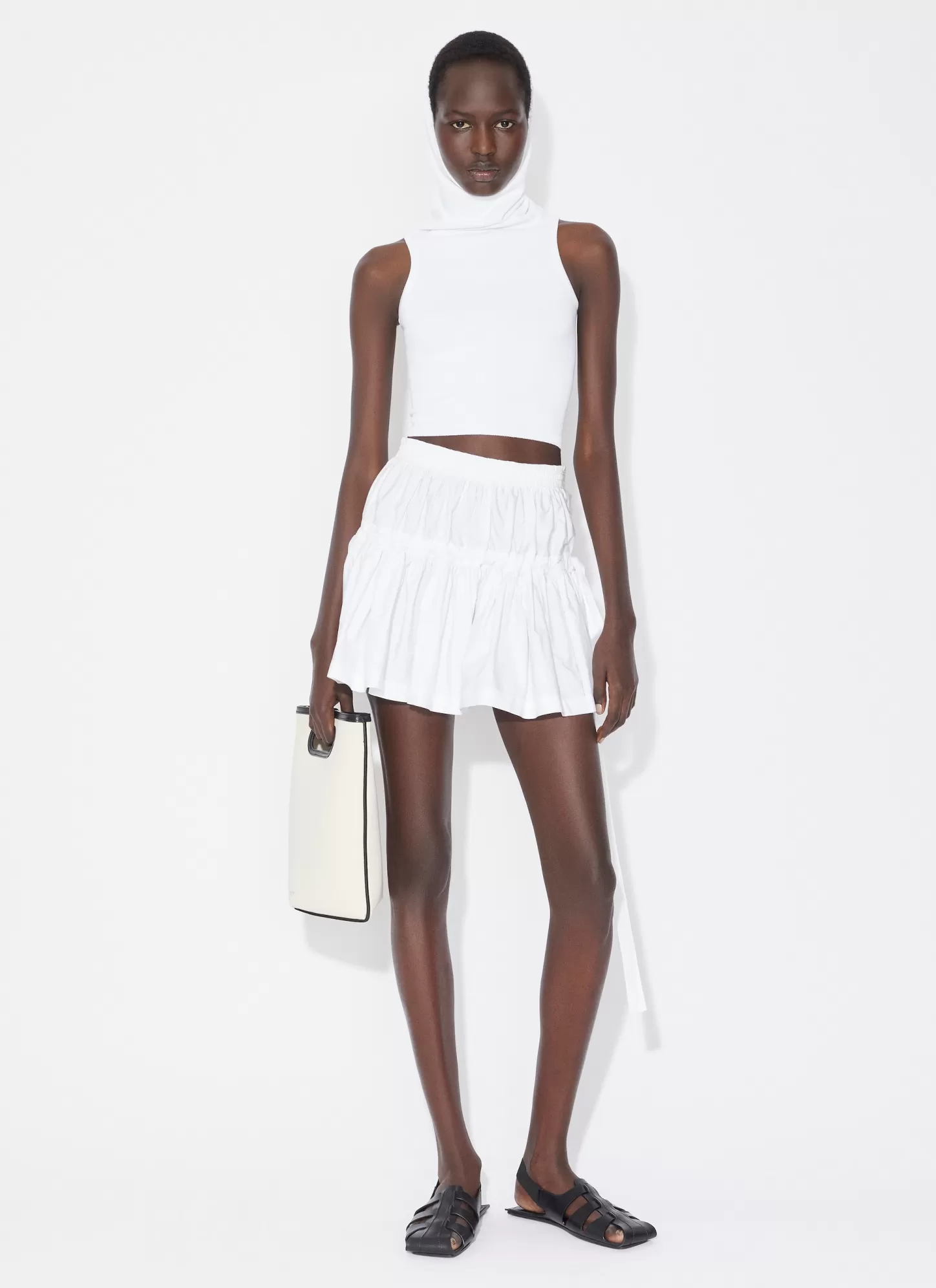 Alaïa HOODED KNIT CROP TOP White Best Sale