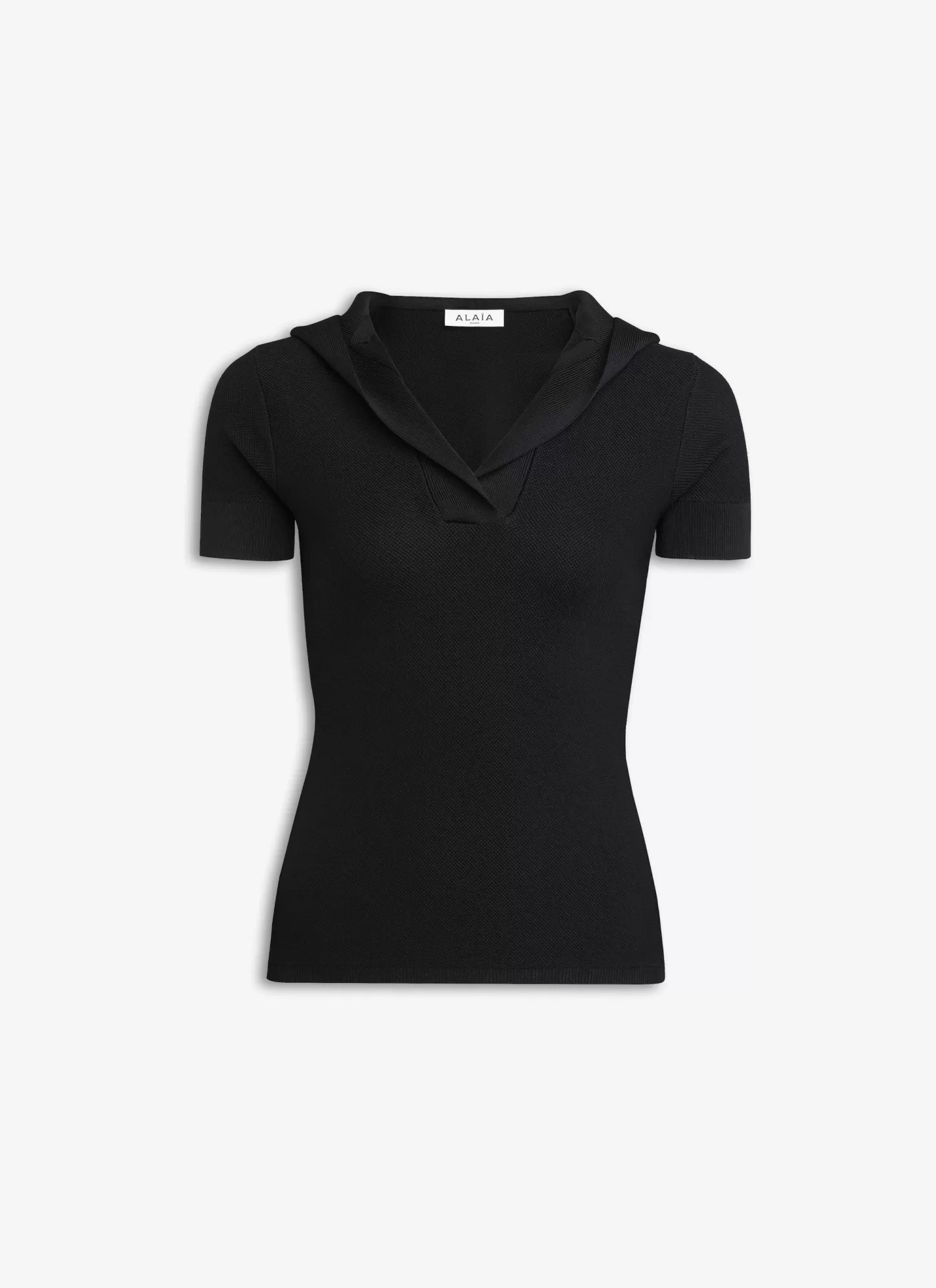 Alaïa HOODED TOP IN PIQUE KNIT Black Cheap