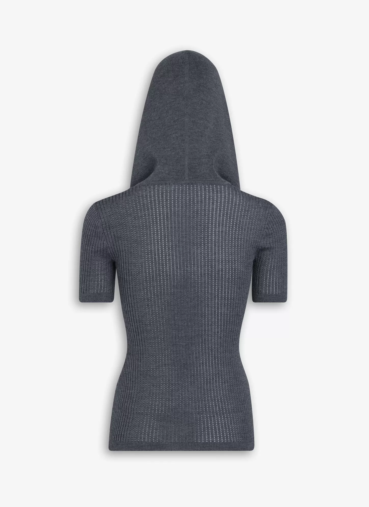 Alaïa HOODED TOP IN PIQUE KNIT HEATHER GREY Flash Sale