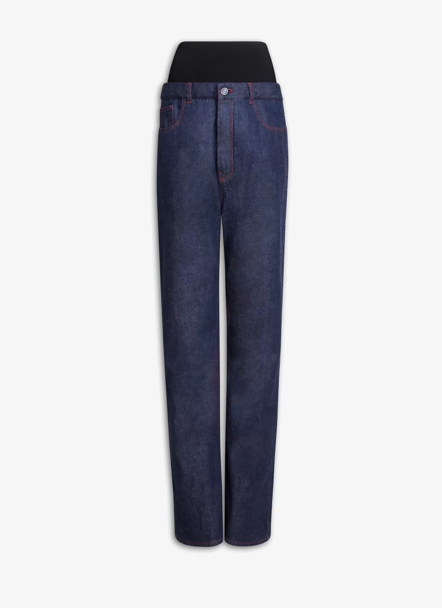 Alaïa KNIT BAND JEANS IN RAW DENIM Blue Jeans Online