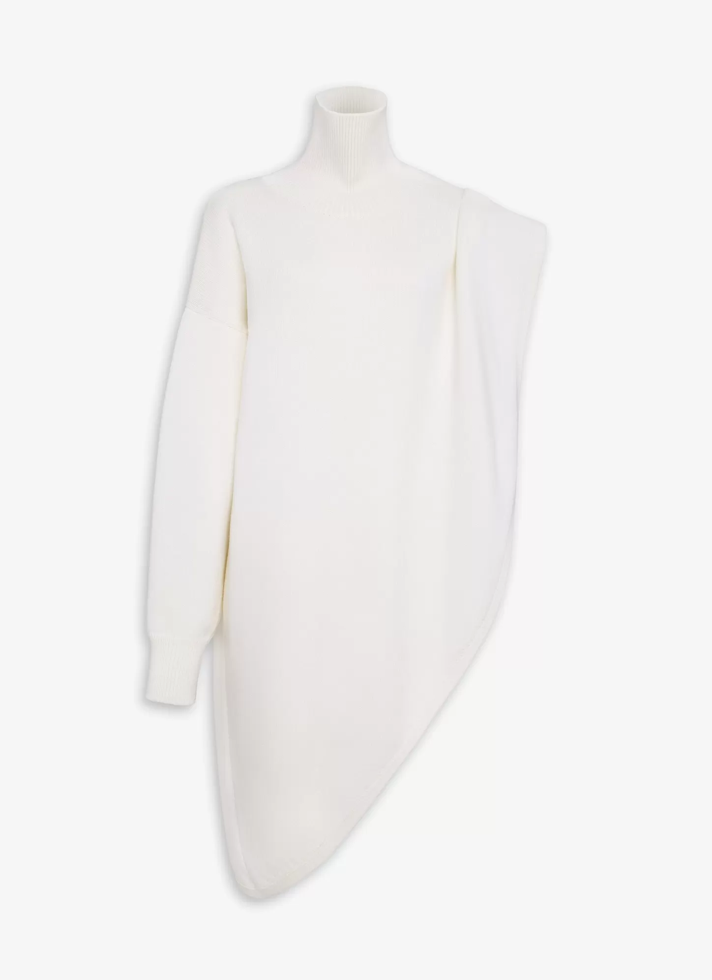 Alaïa KNITTED ASYMMETRICAL CAPE JUMPER NATURAL WHITE Cheap