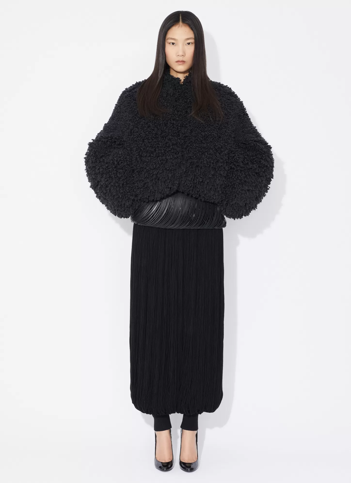 Alaïa KNITTED FRINGE ROUND PANTS Black Outlet