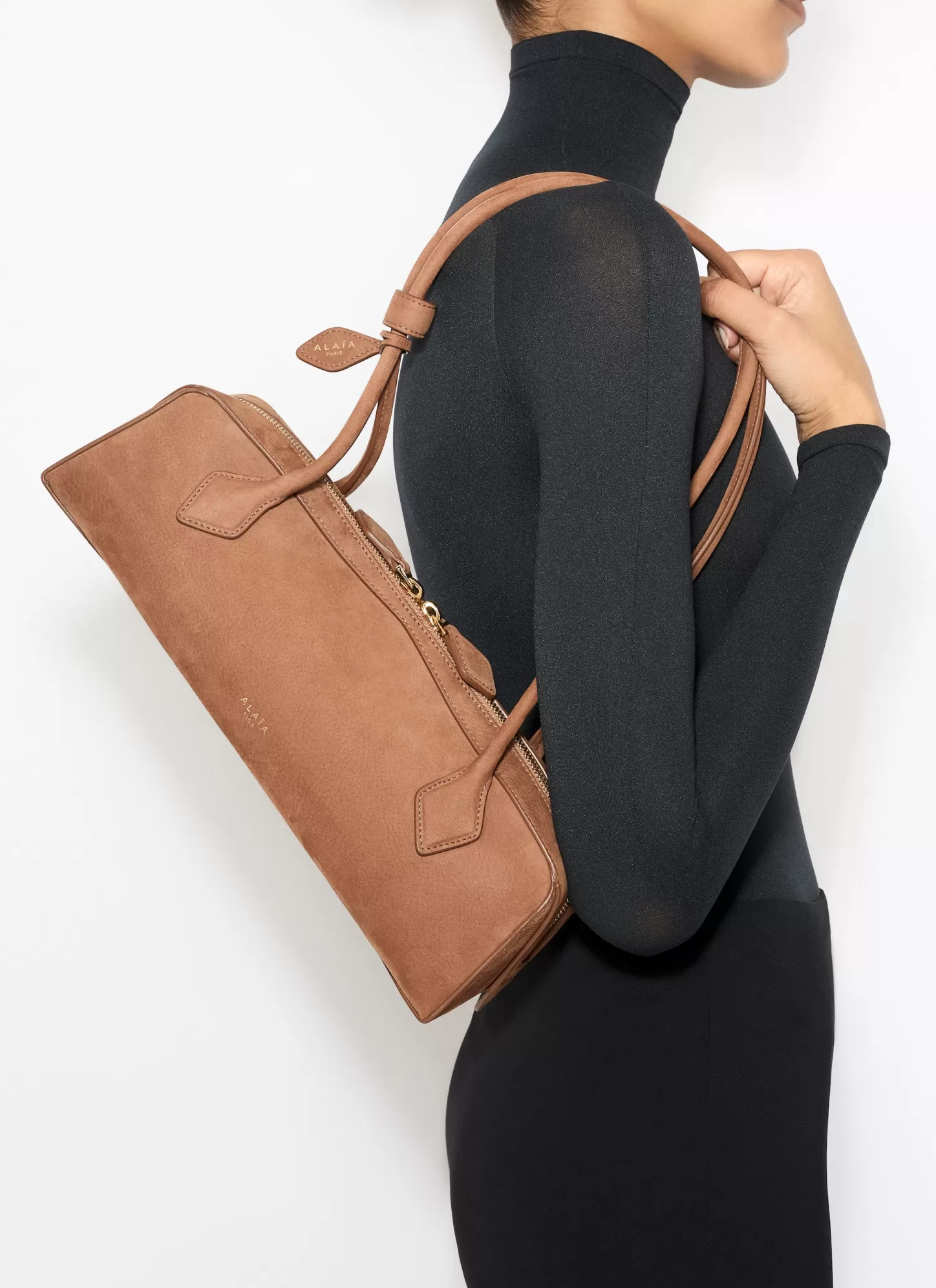 Alaïa LE TECKEL MEDIUM BAG IN NUBUK CALFSKIN Brown Best