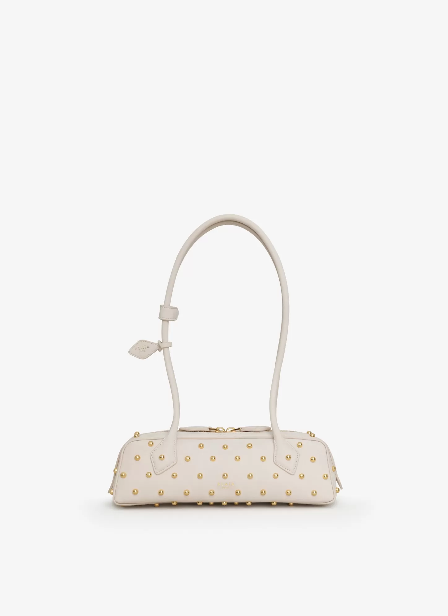 Alaïa LE TECKEL SMALL BAG WITH STUDS IN NUBUK Nude Online