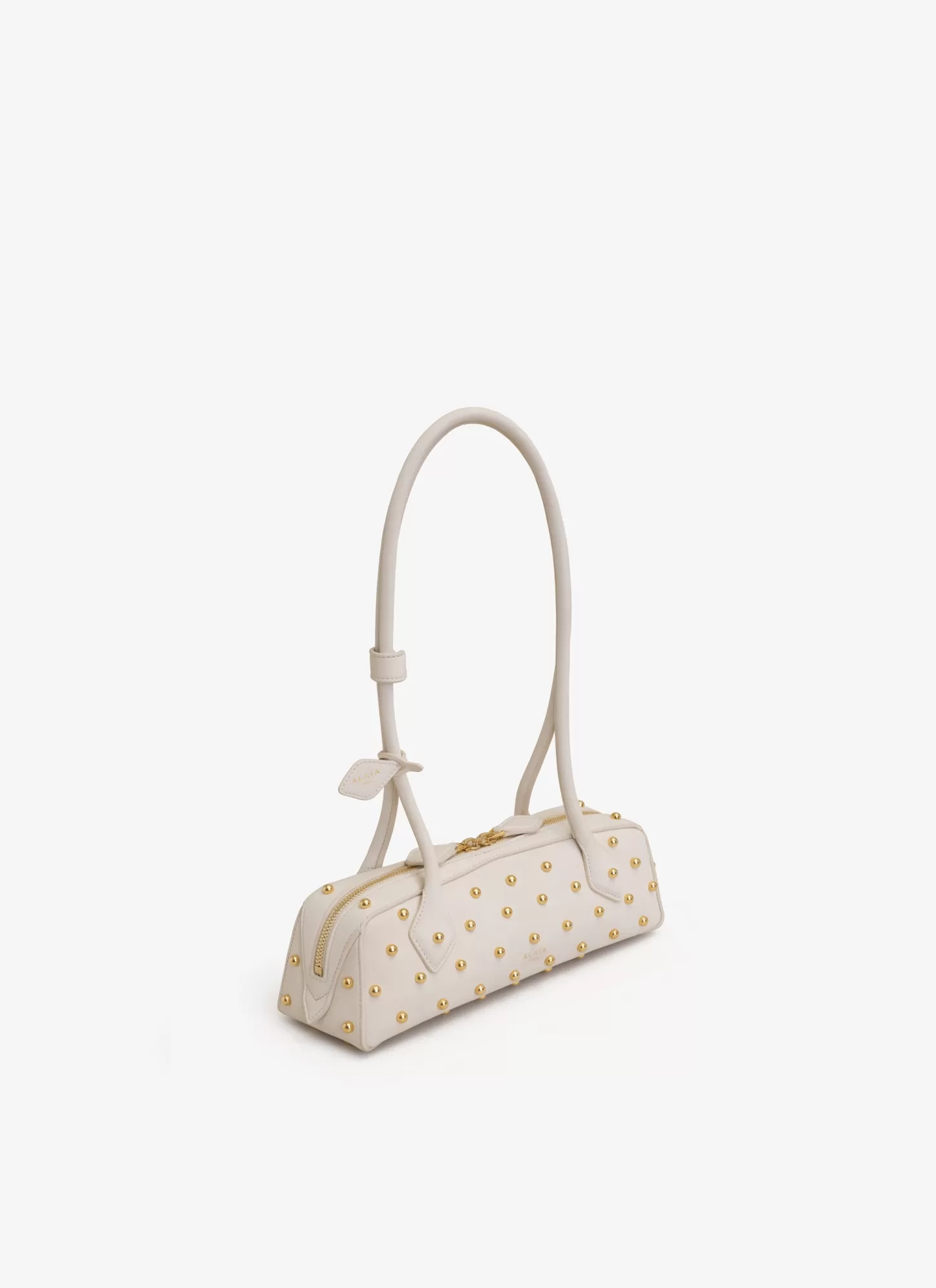 Alaïa LE TECKEL SMALL BAG WITH STUDS IN NUBUK Nude Online