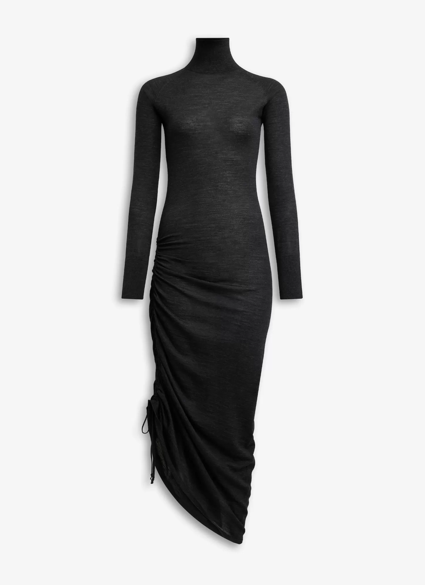 Alaïa LONG SLEEVE DRAPED KNIT DRESS Black Cheap