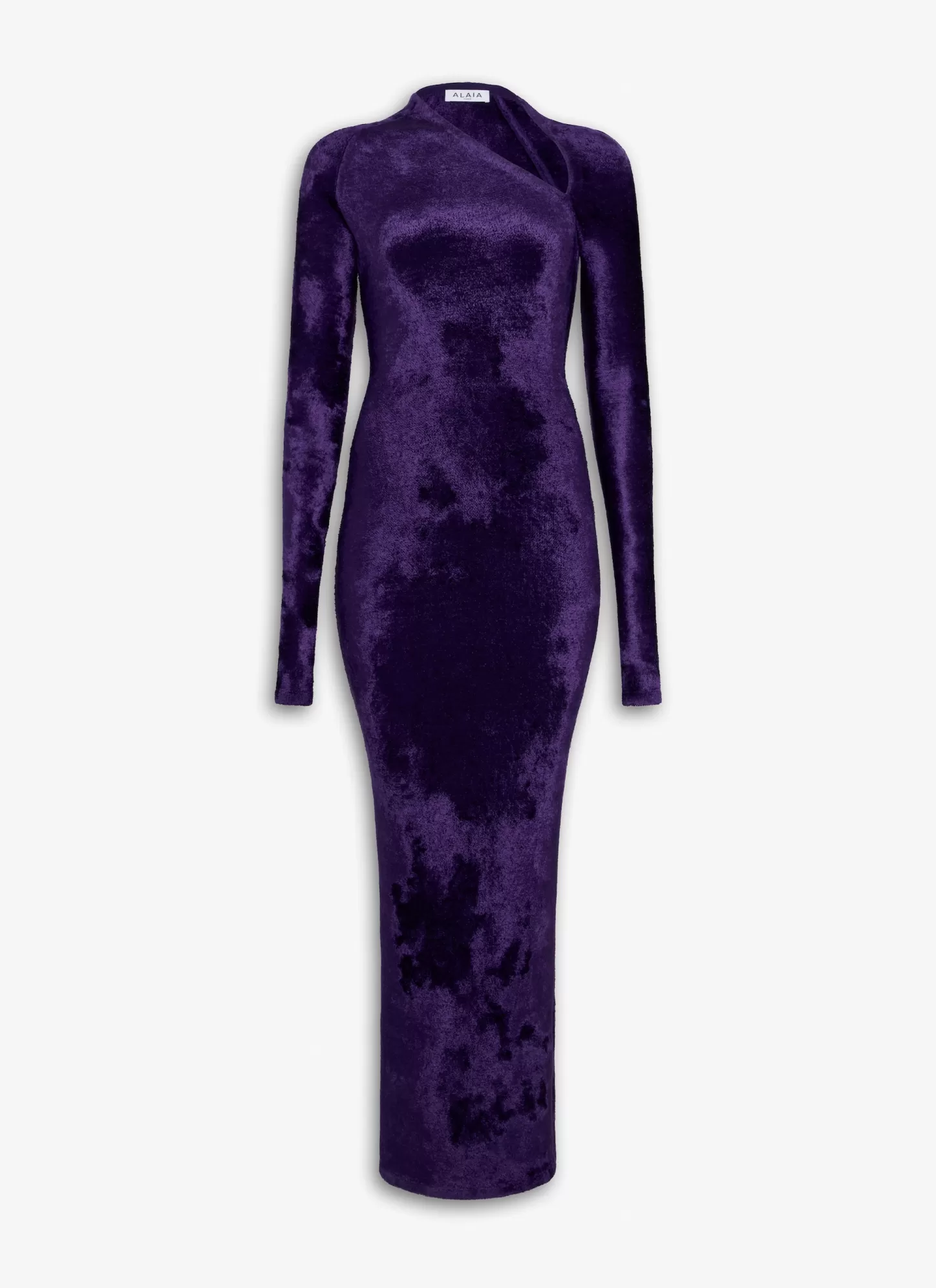 Alaïa MAXI BODYCON DRESS IN SHINY VELVET KNIT DARK PURPLE Cheap