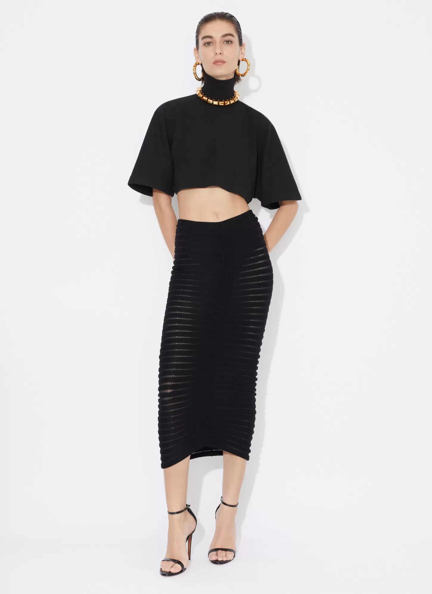 Alaïa MIDI SKELETON SKIRT Black Shop