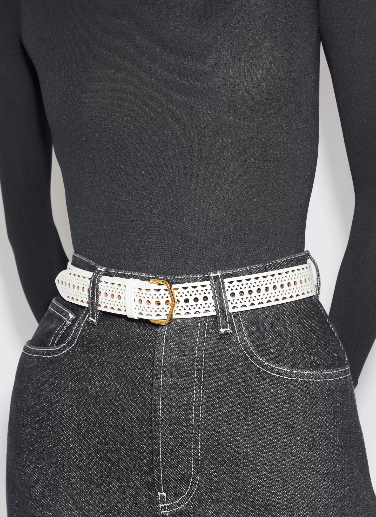 Alaïa NEO VIENNE BELT IN CALFSKIN White Discount