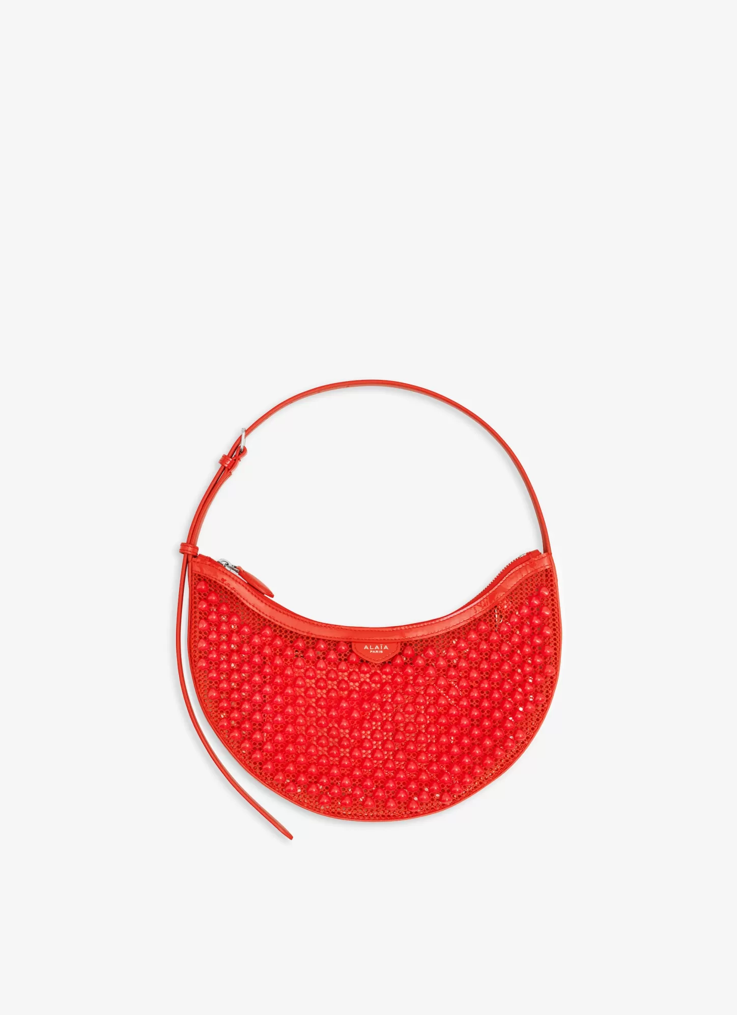 Alaïa ONE PIECE DEMI LUNE BAG IN FISHNET PYRAMIDS Orange New