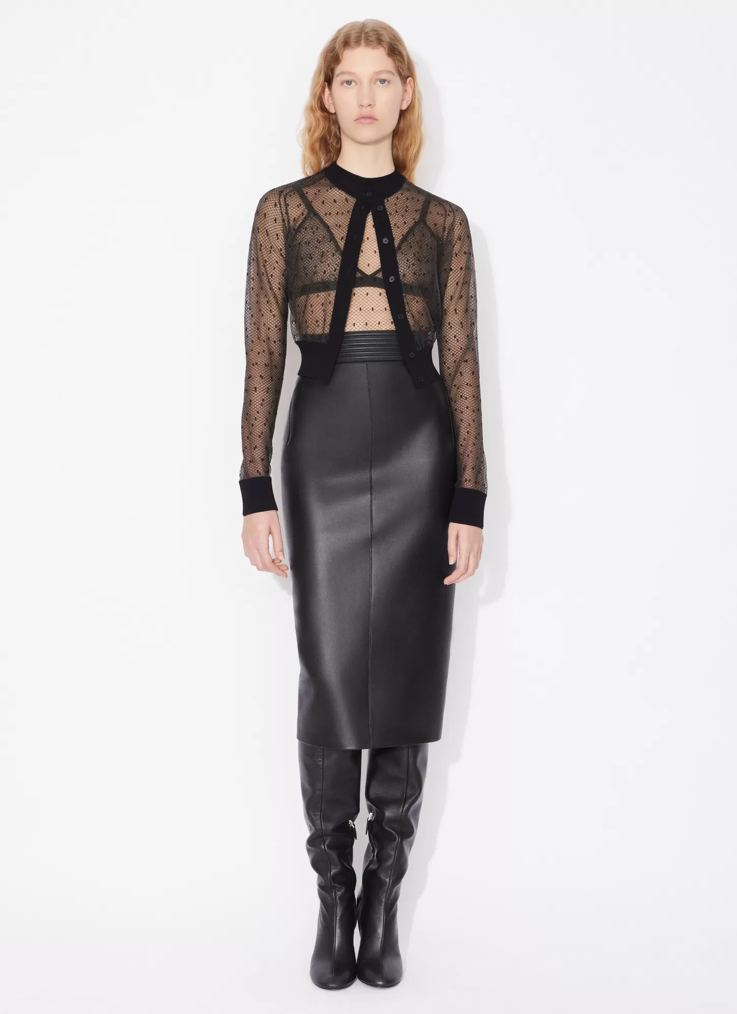 Alaïa PENCIL LEATHER SKIRT Black Cheap