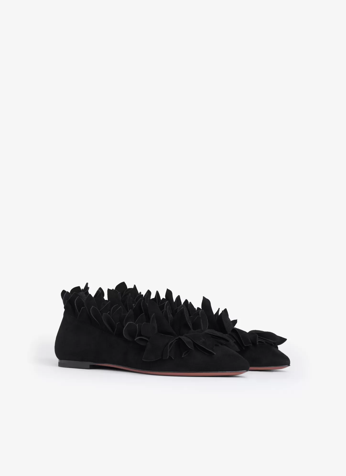 Alaïa PETAL BALLET FLATS IN SUEDE GOATSKIN Black Online