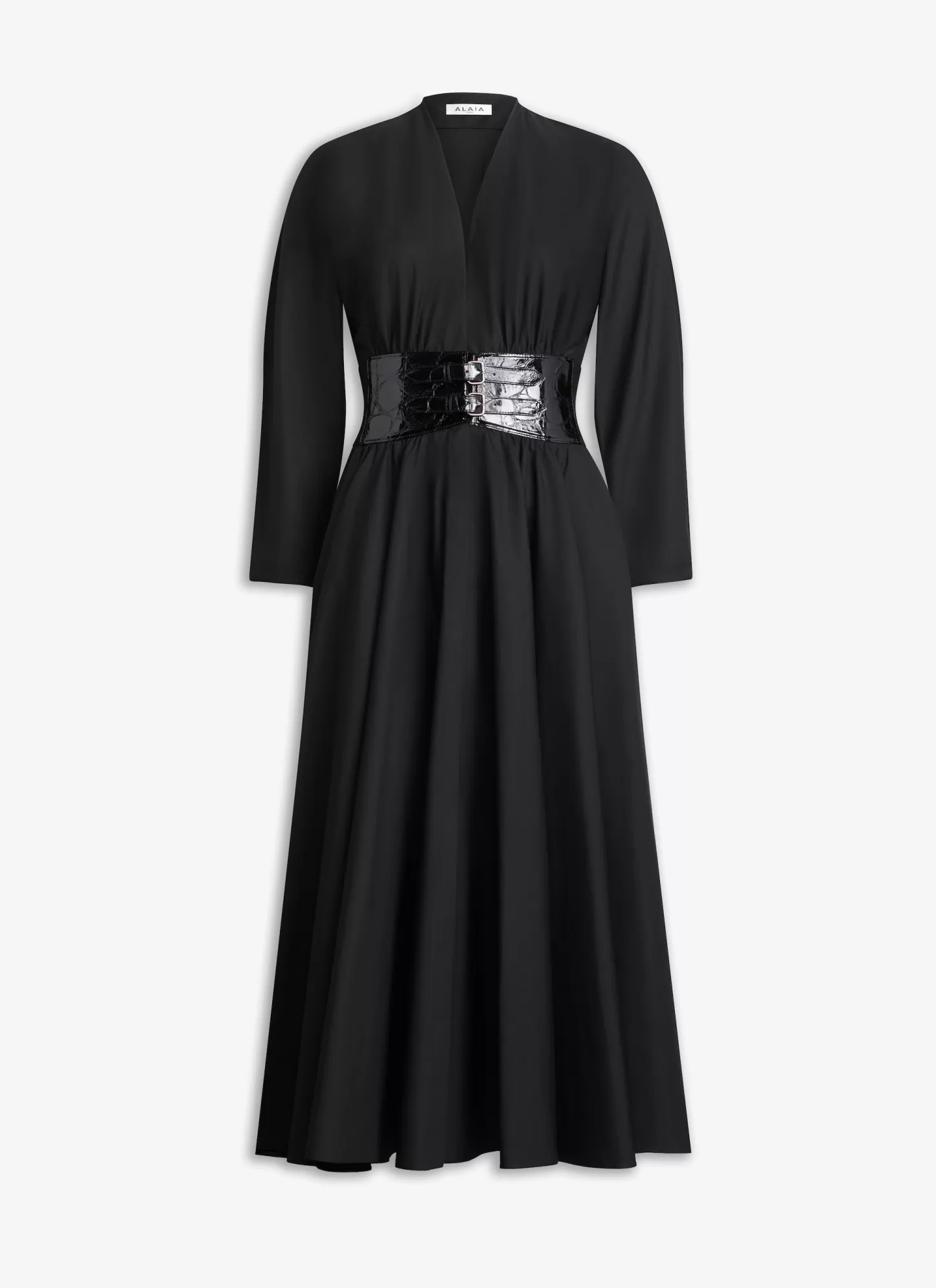 Alaïa POPLIN CROSS BELT DRESS Black Shop