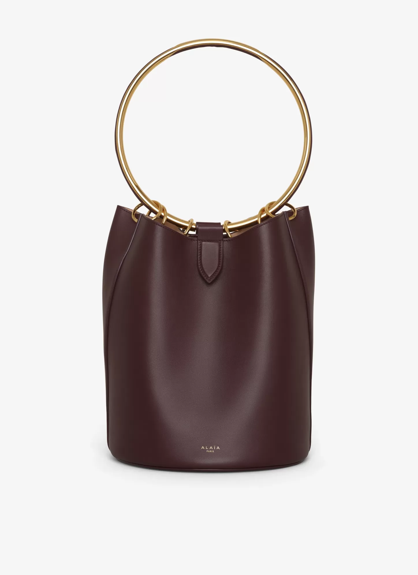 Alaïa RING LARGE BUCKET BAG IN CALFSKIN Chocolate Clearance
