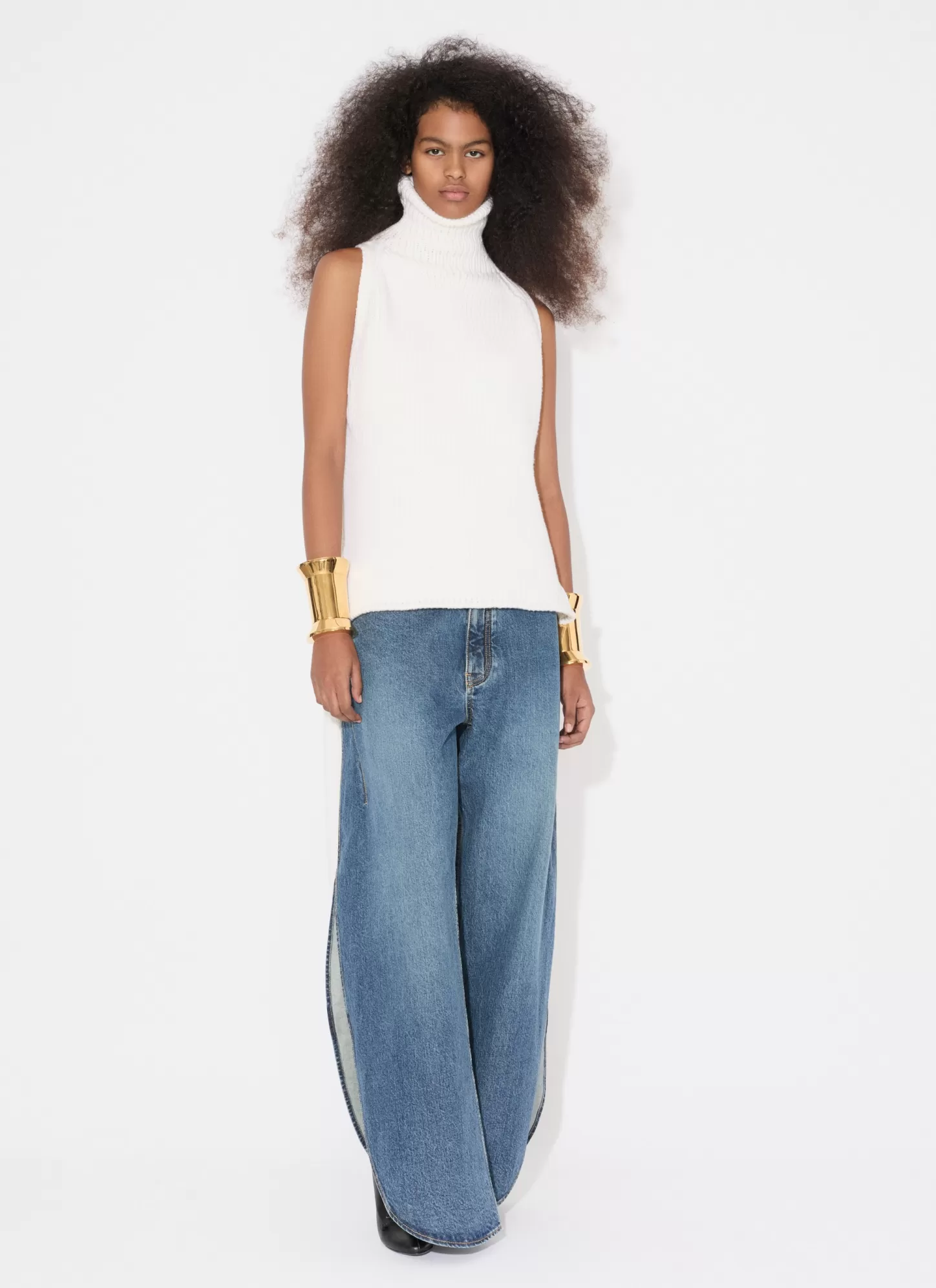 Alaïa ROUND JEANS IN STONE DENIM BLEU VINTAGE Discount
