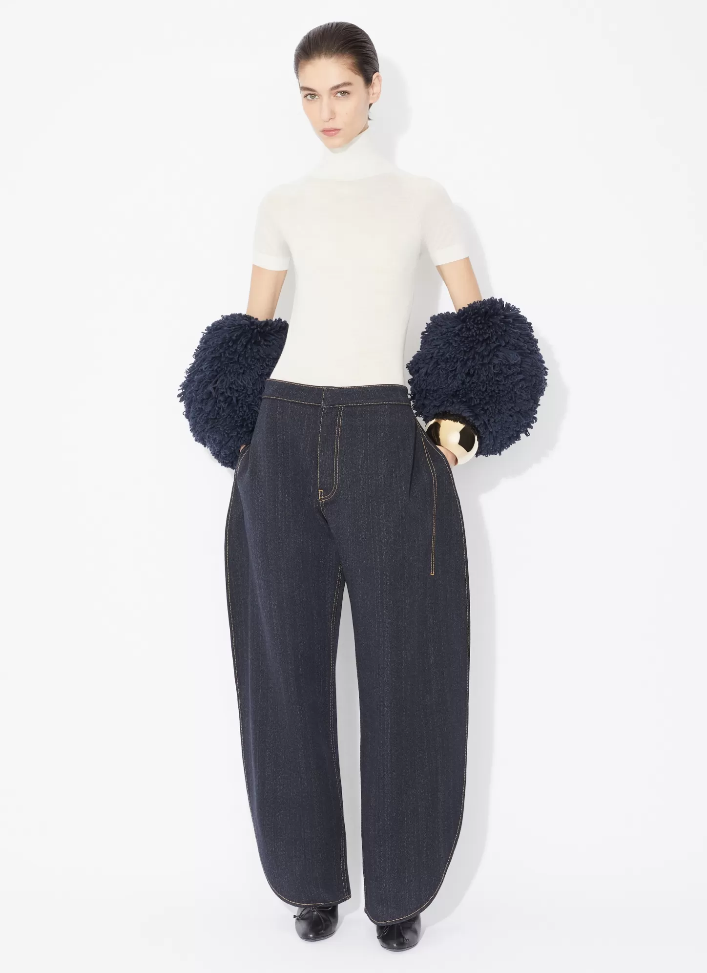 Alaïa ROUND JEANS IN WOOL DENIM Night Blue Hot