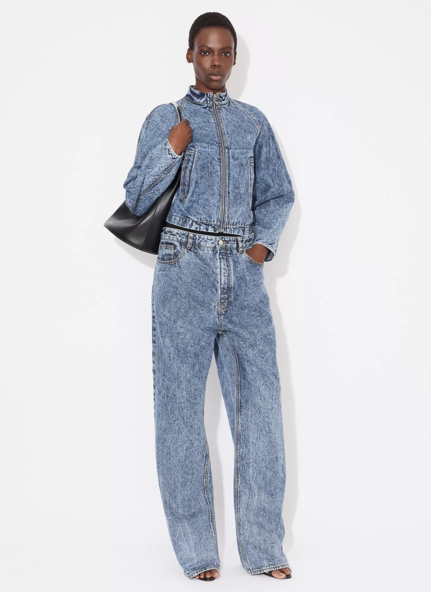 Alaïa ROUND RACING JACKET IN SNOW DENIM Light Blue Cheap